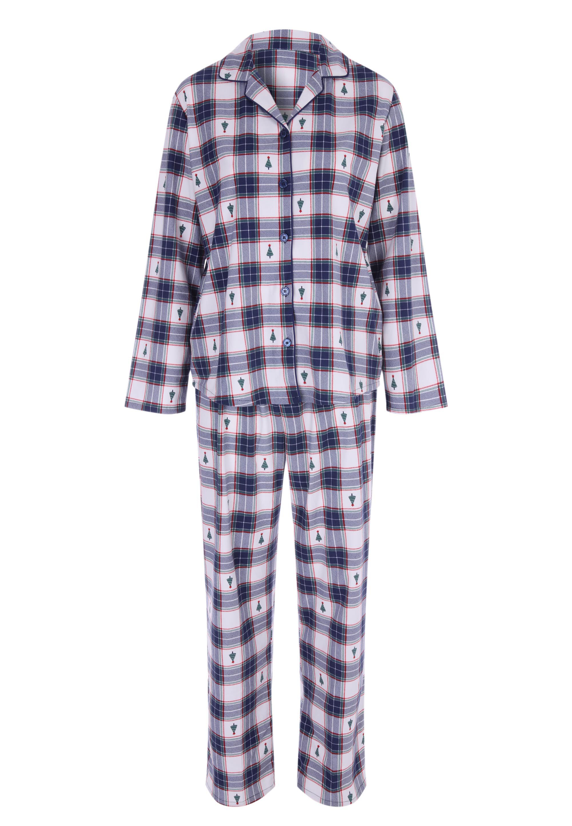 Womens Blue Check Family Christmas Pyjama Set