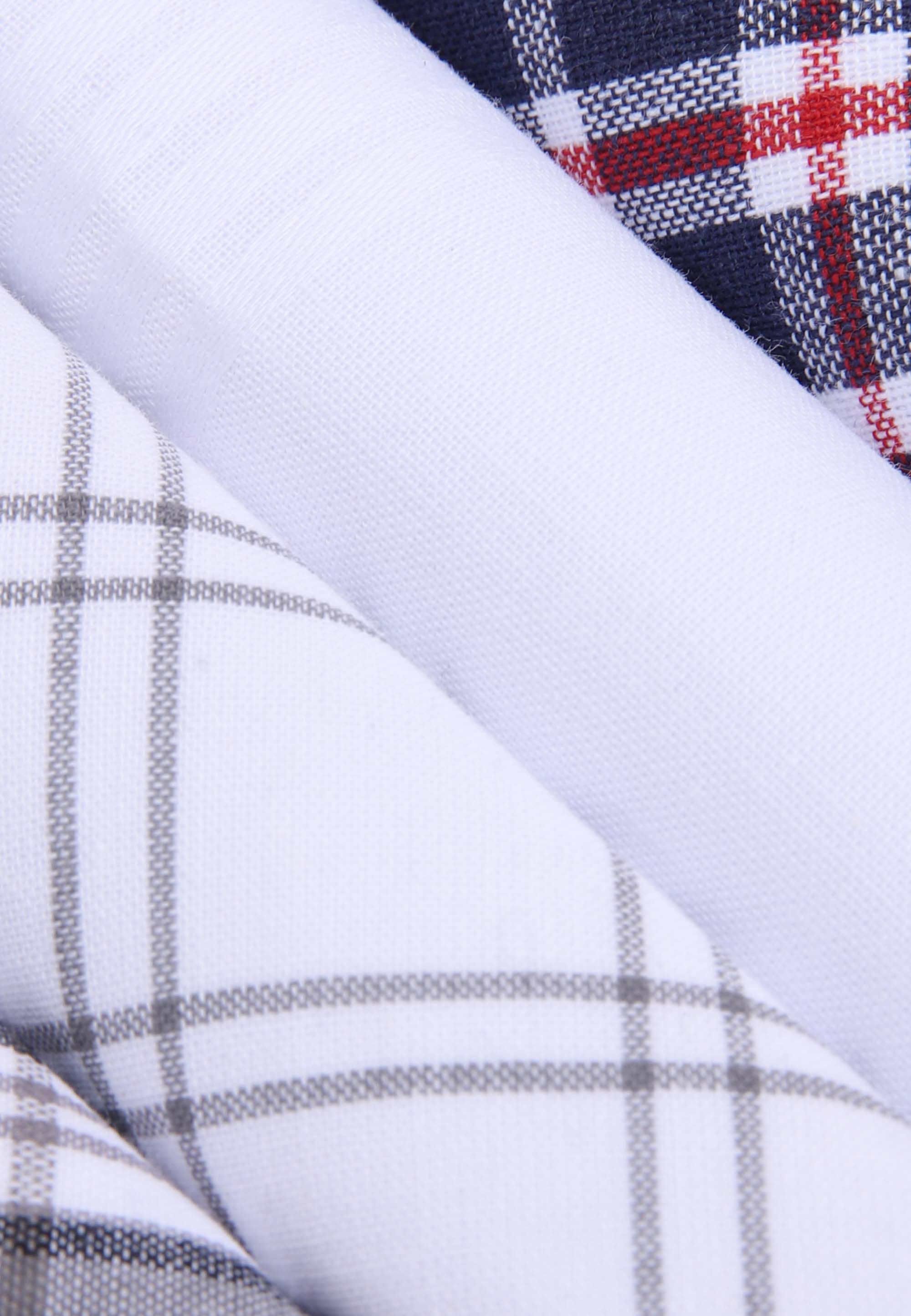 Mens 4pk White & Black Check Cotton Handkerchiefs