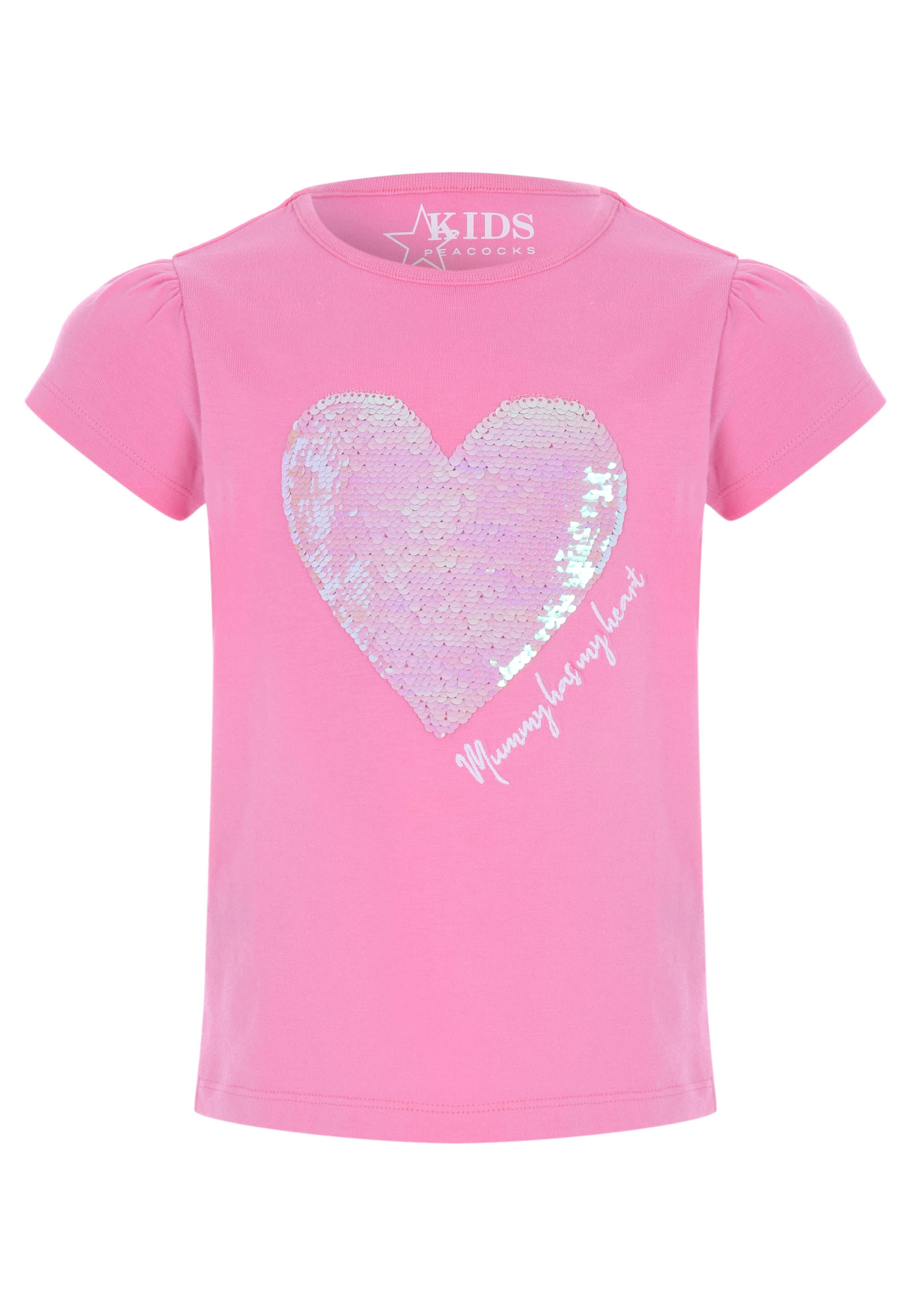 Younger Girls Pink Heart Reversible Sequin T-Shirt