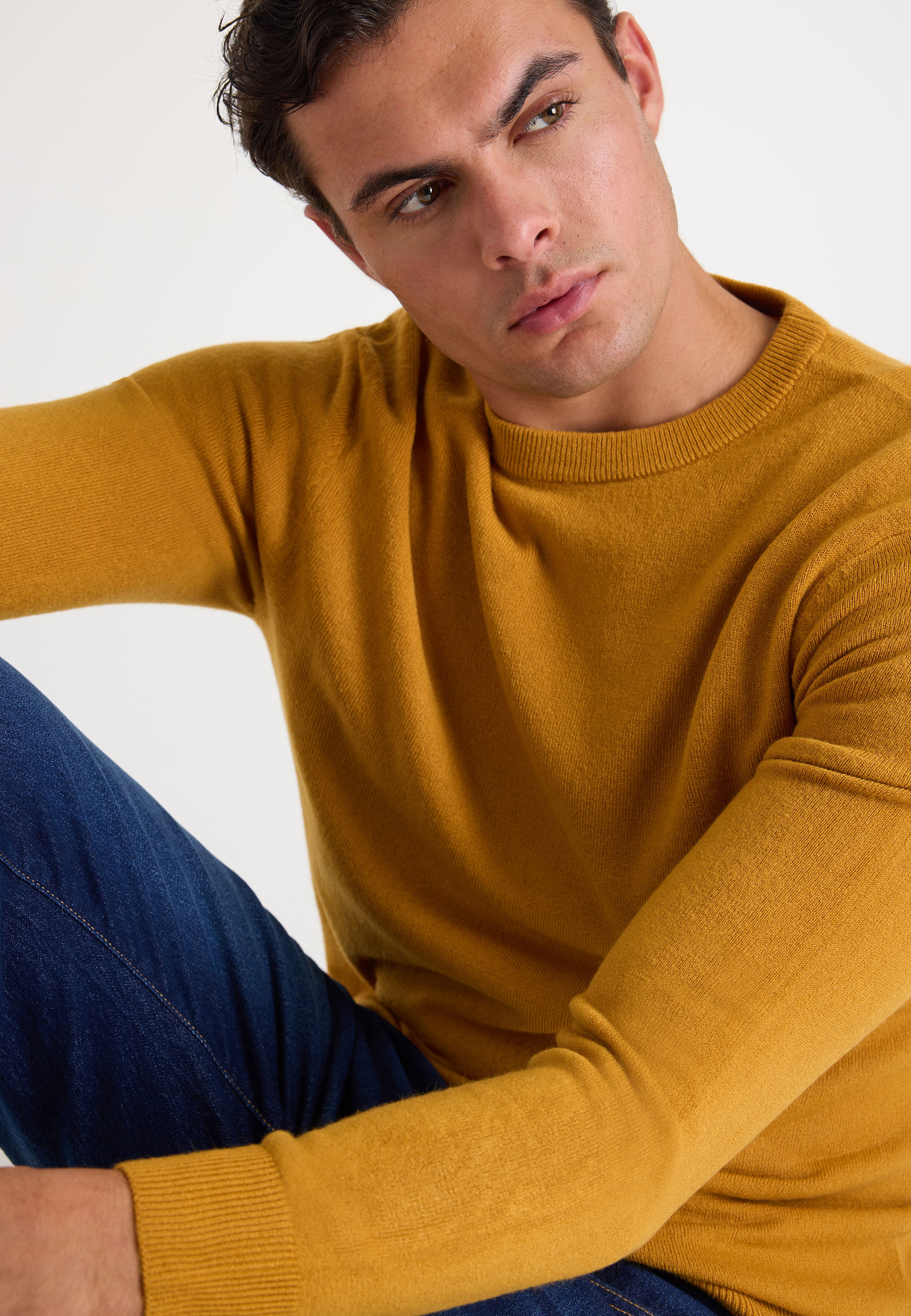 Mens Mustard Crew Neck Jumper