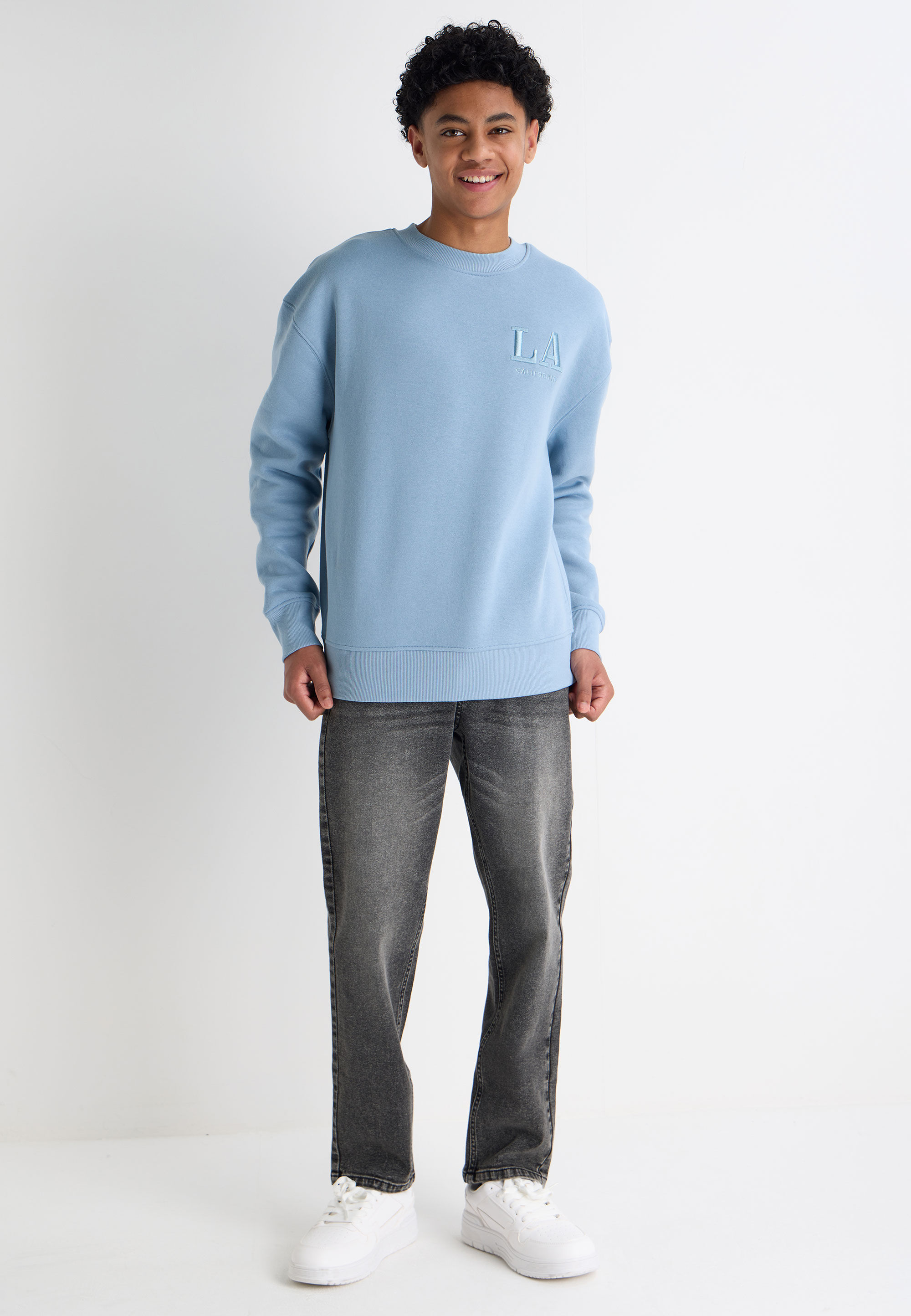 Older Boys Blue Embroidered Oversized Sweatshirt