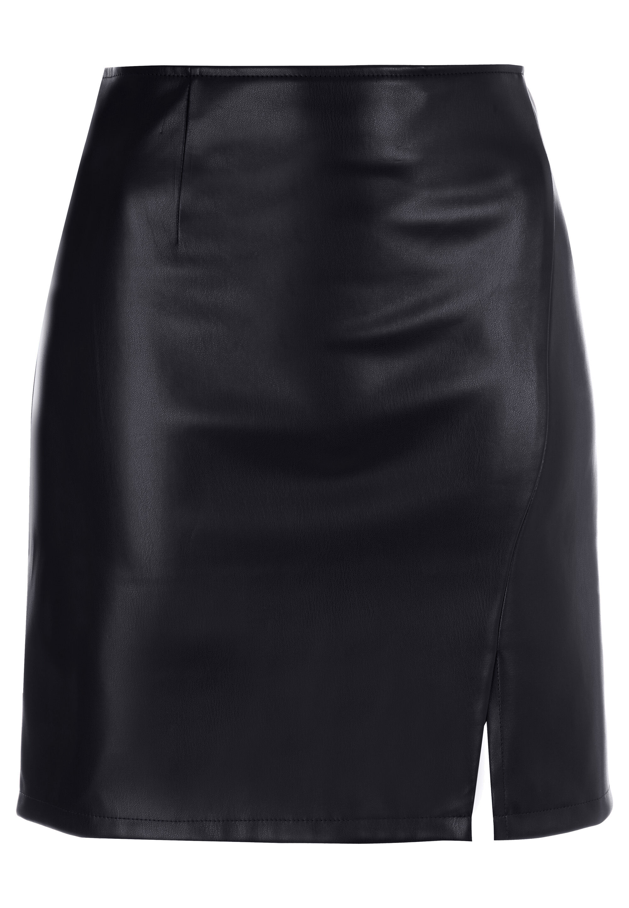 Womens Black Plain PU Mini Skirt