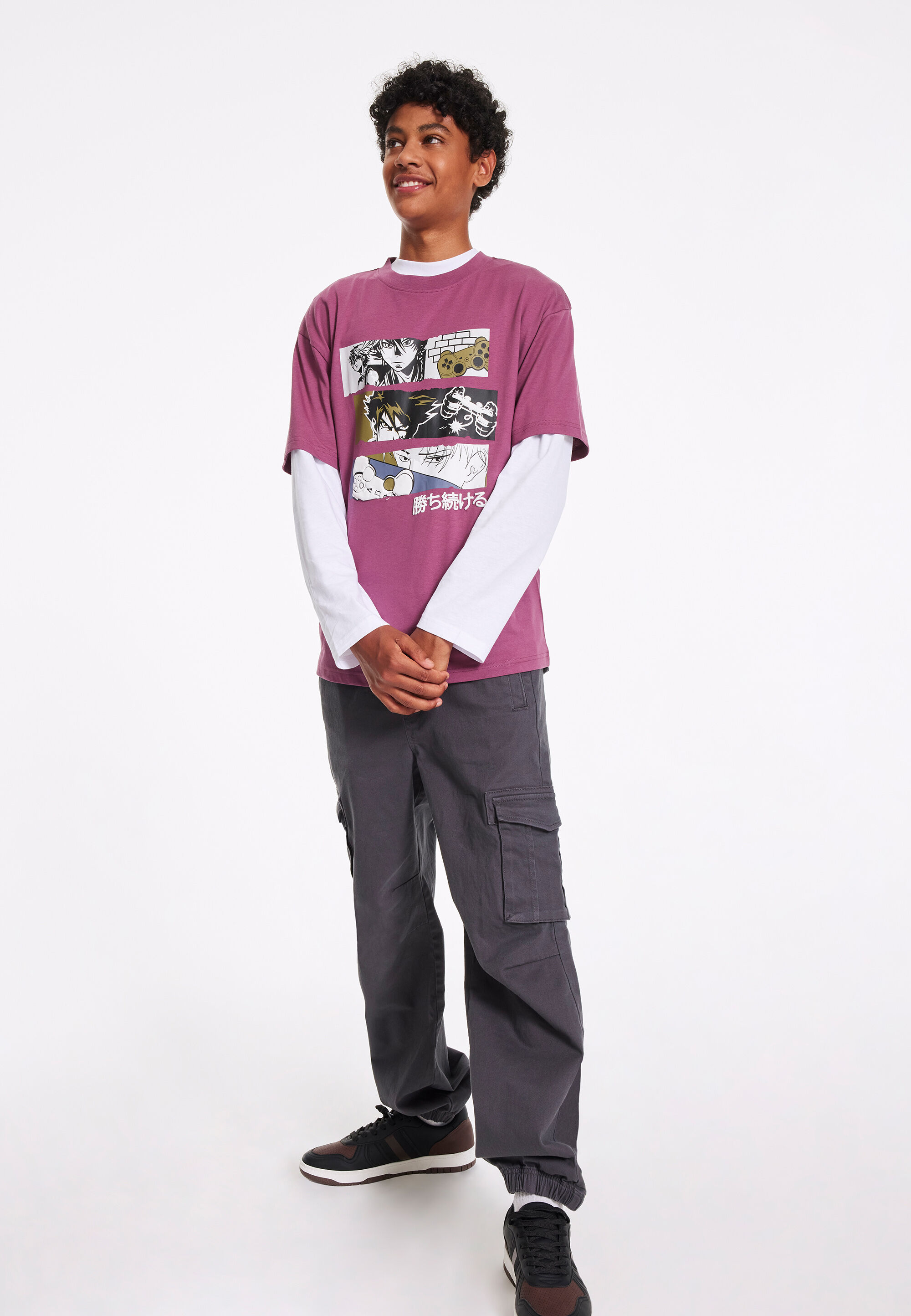 Older Boys Charcoal Twill Cargo Trousers
