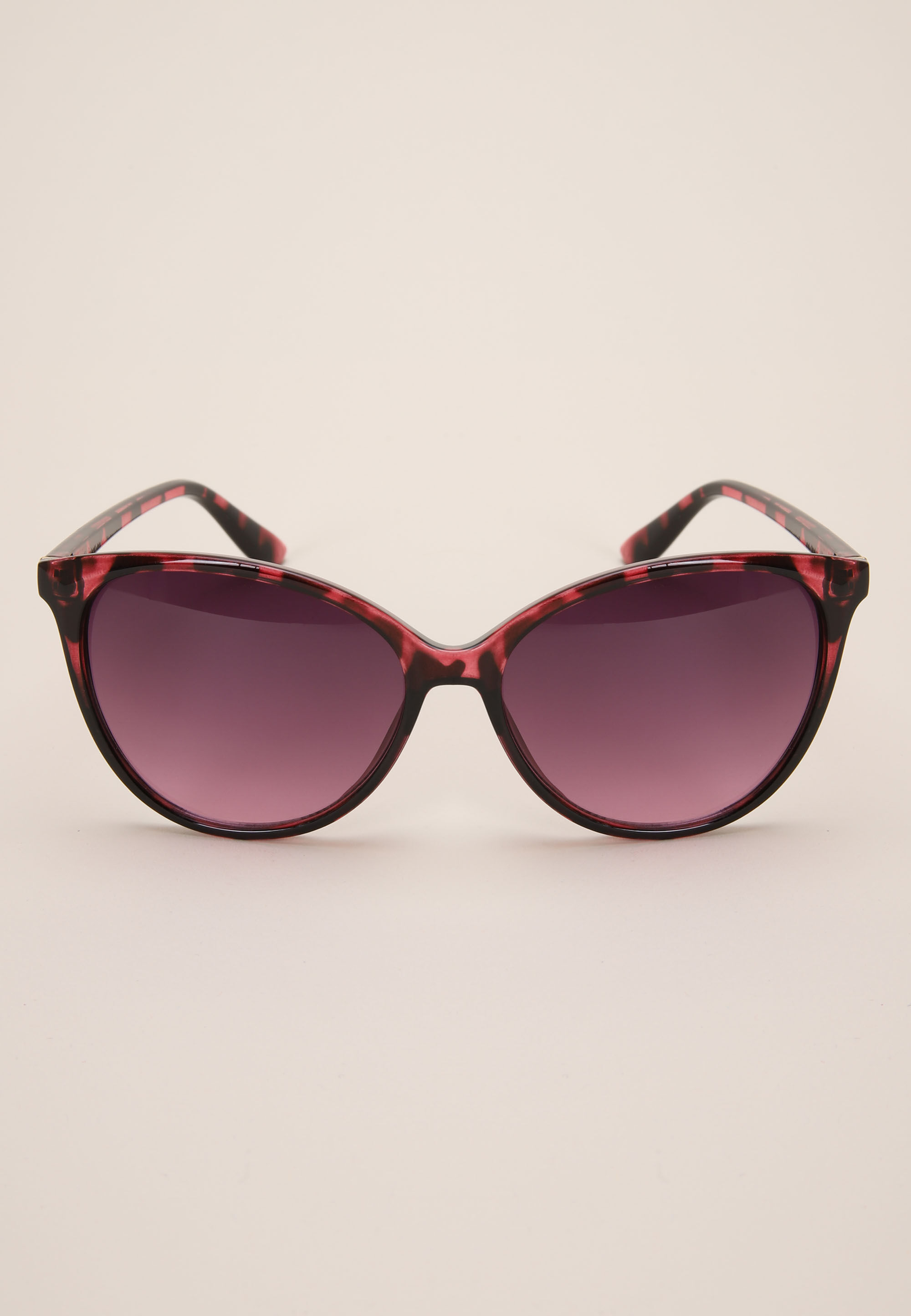 Womens Pink Preppy Patterned Cats Eye Sunglasses