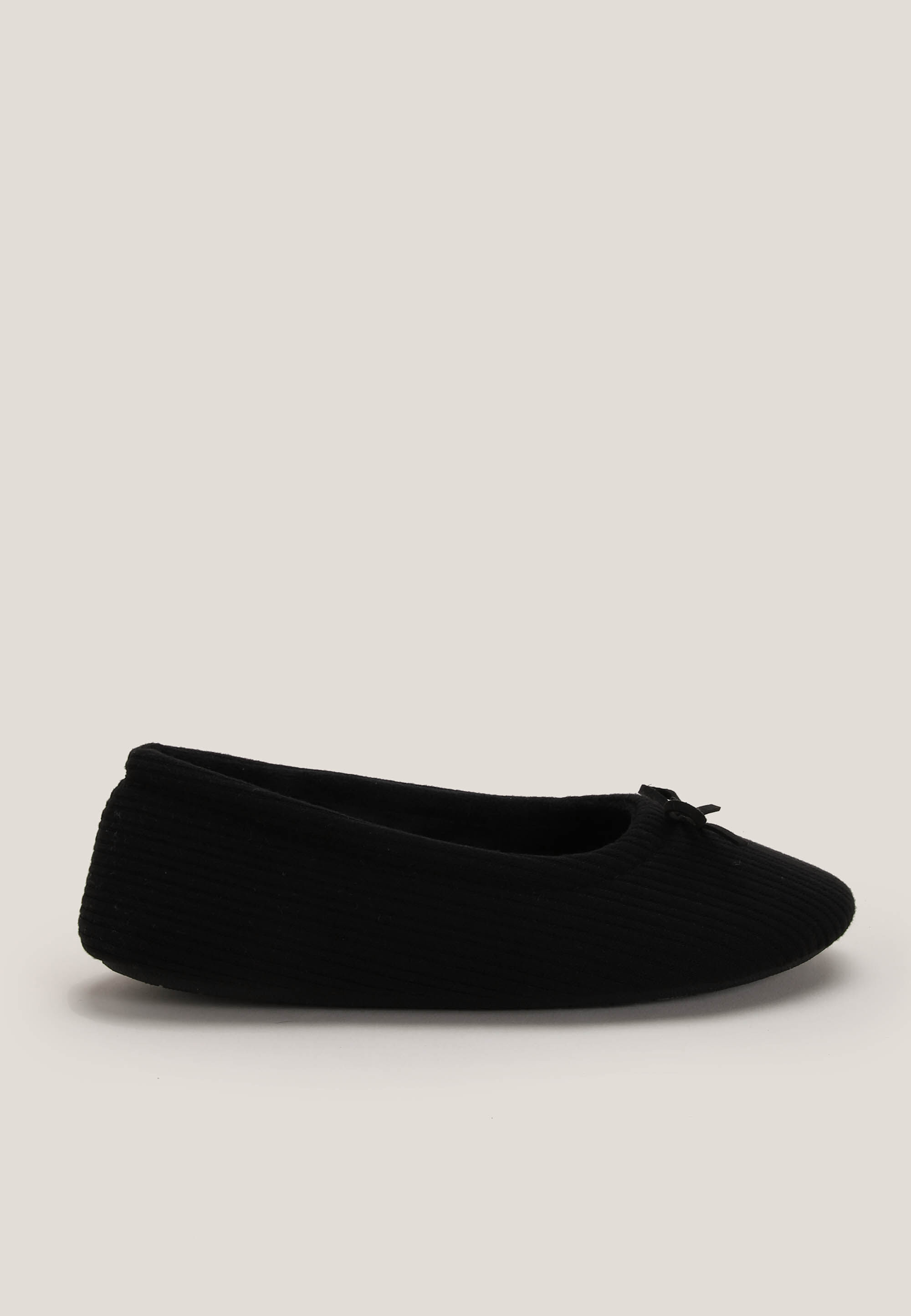 Womens Black Pointelle Ballet Slippers