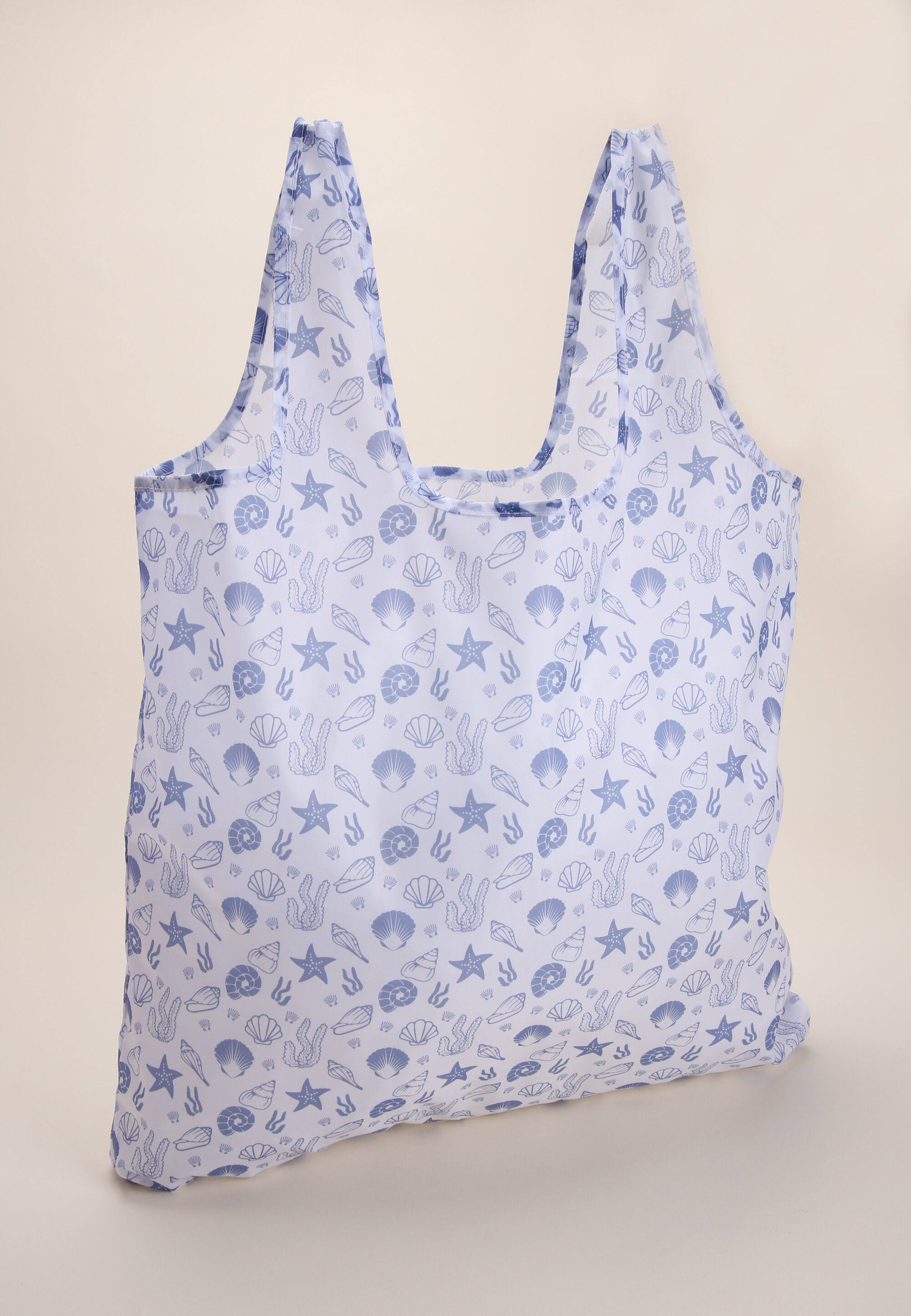 Womens Blue Tile Foldable Shopper Tote Bag