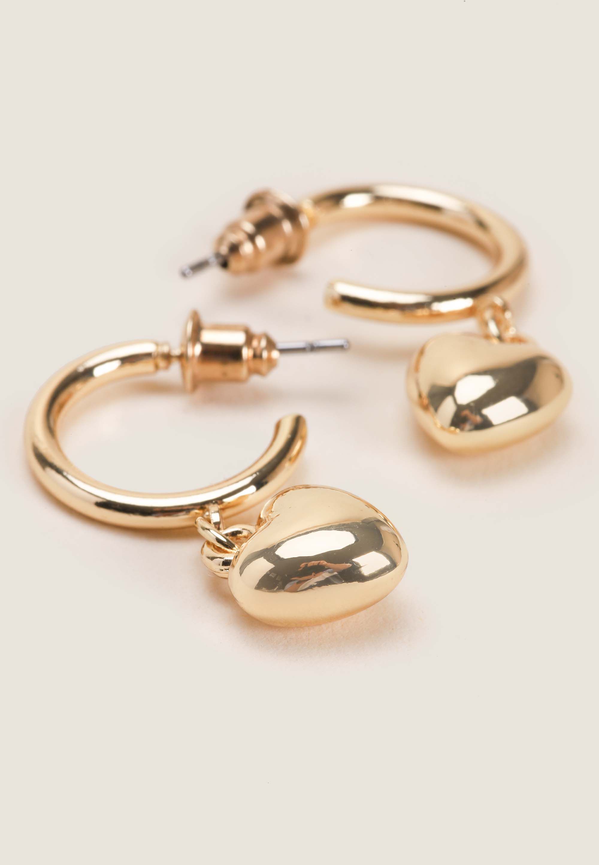 Womens Gold Heart Shaped Earrings