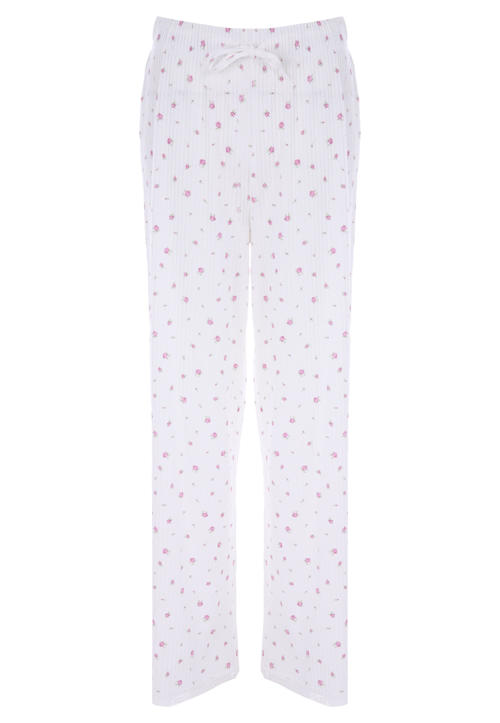 Womens Cream & Rosebud Pointelle Pyjama Bottoms