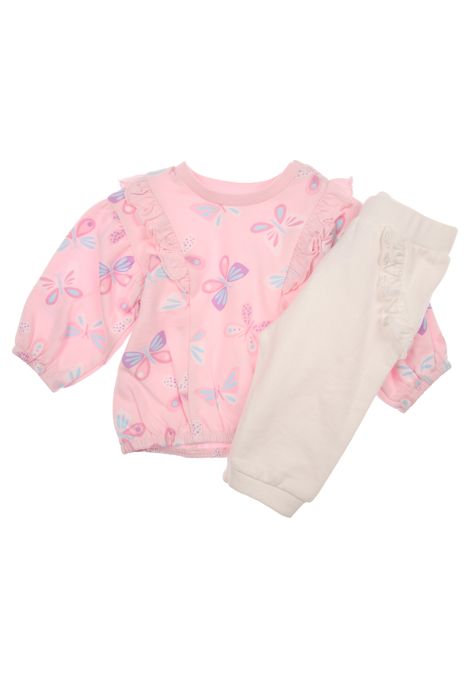 Baby Girls Pink Butterfly Sweatshirt & Joggers Set