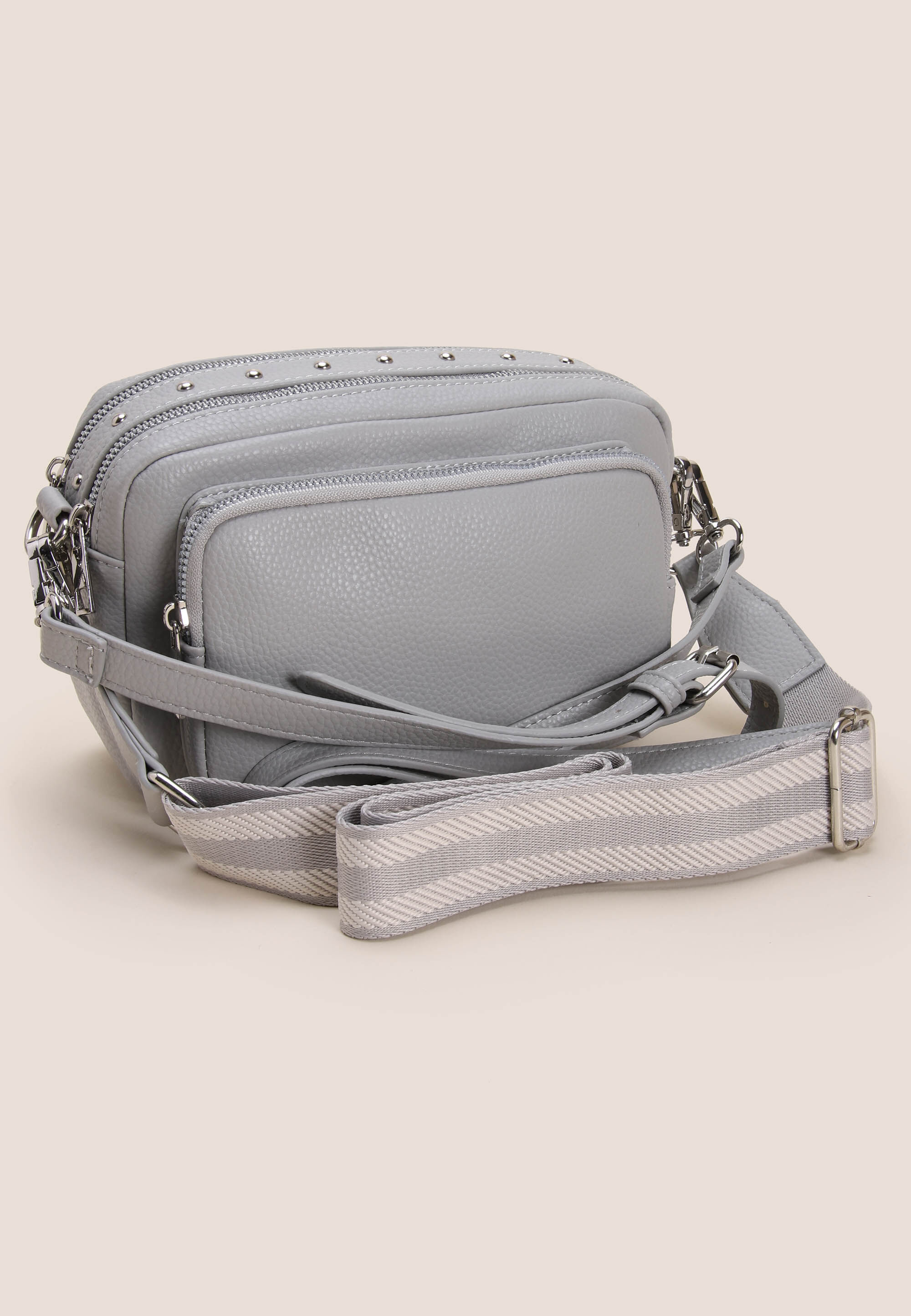 Womens Grey Stud Camera Bag