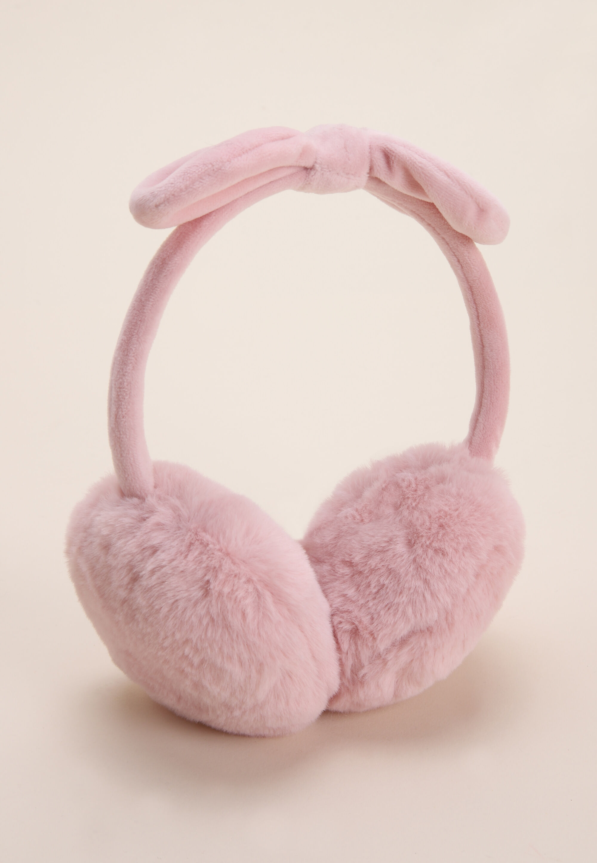 Younger Girls Pink Fluffy Bow Earmuffs