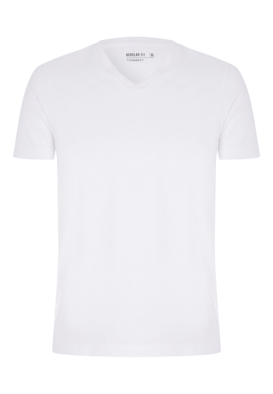 Mens White V-Neck T-Shirt