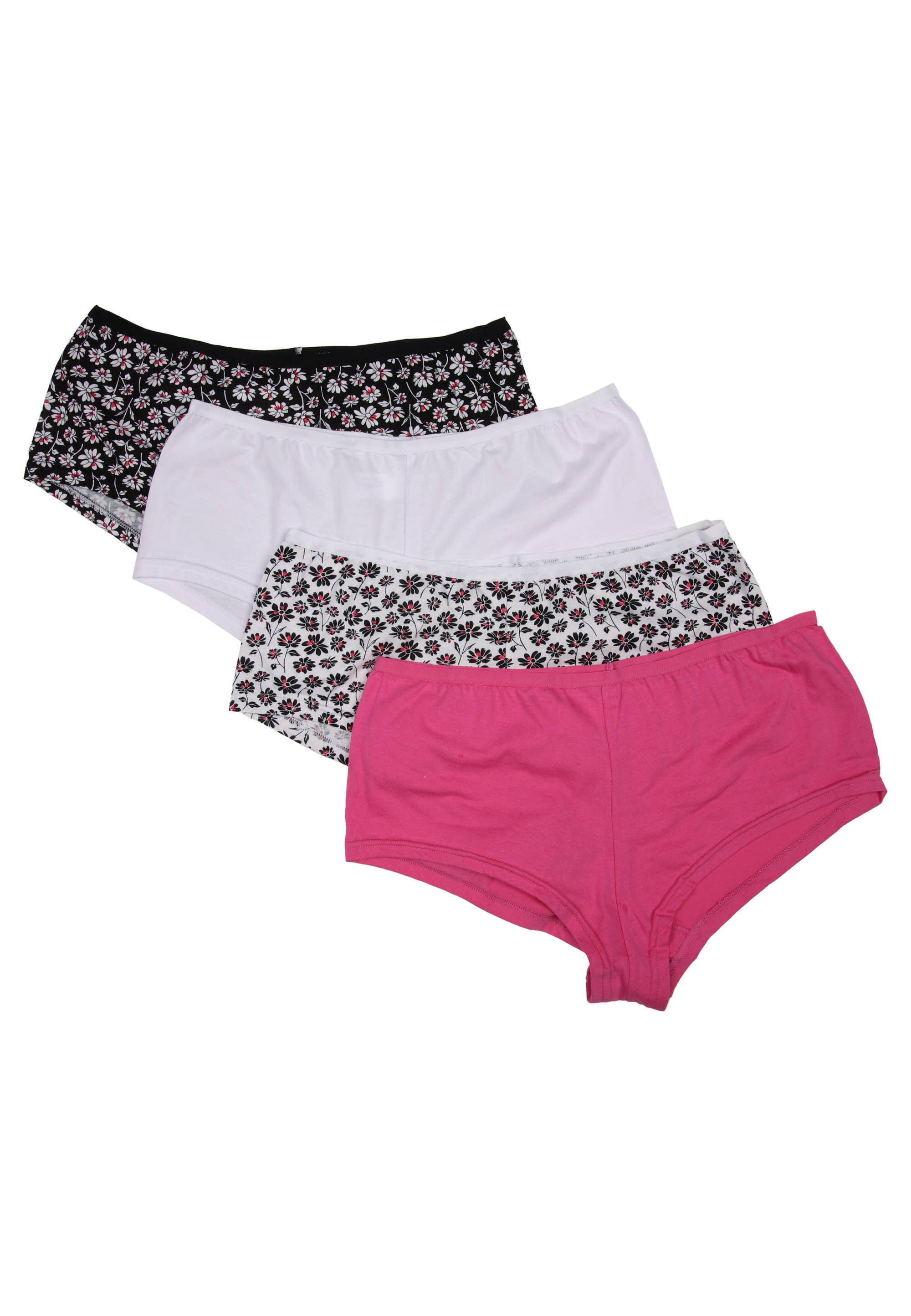 Womens 4pk Hot Pink Floral Shorts Briefs
