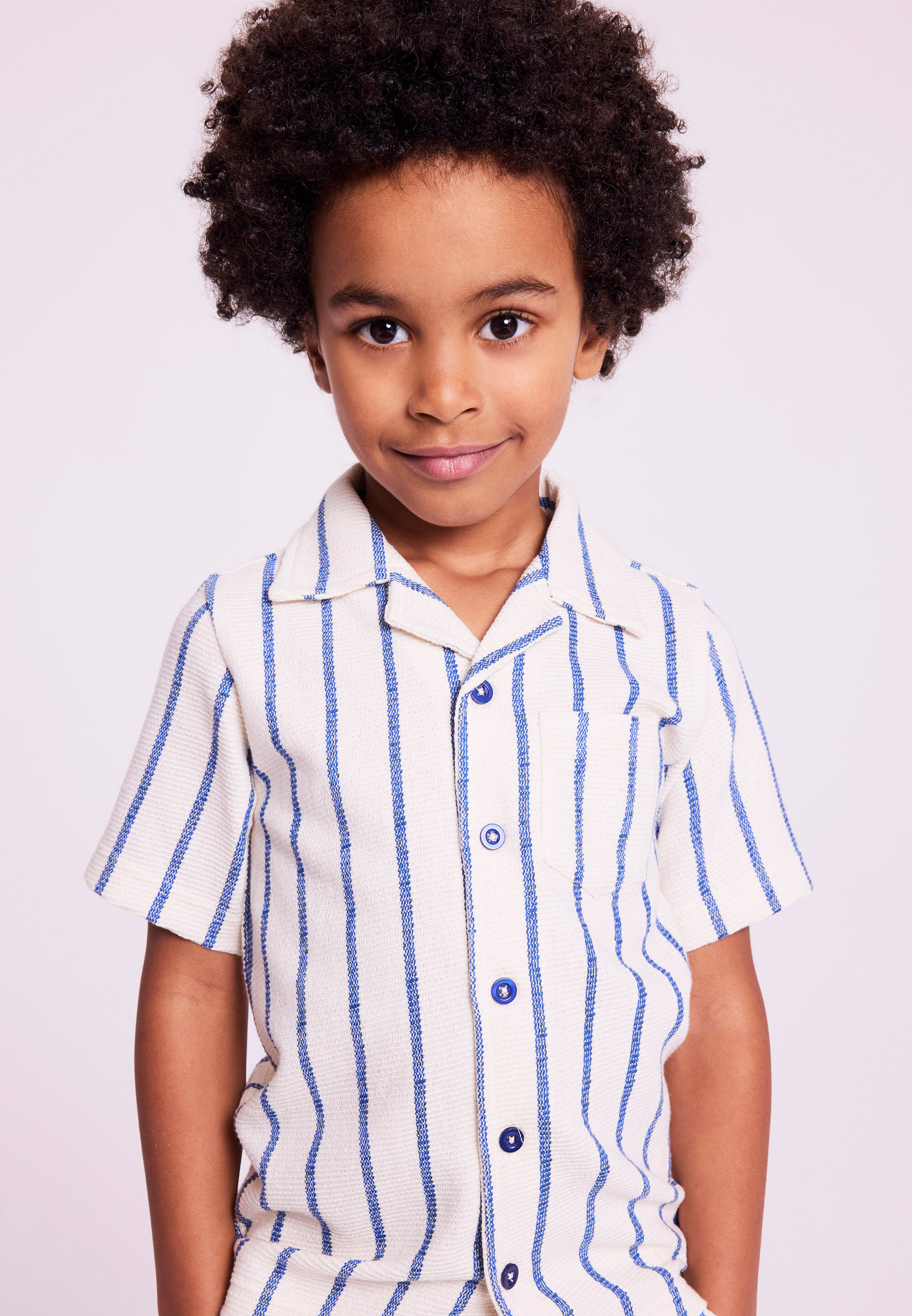Younger Boys Blue Stripe Top and Short Set