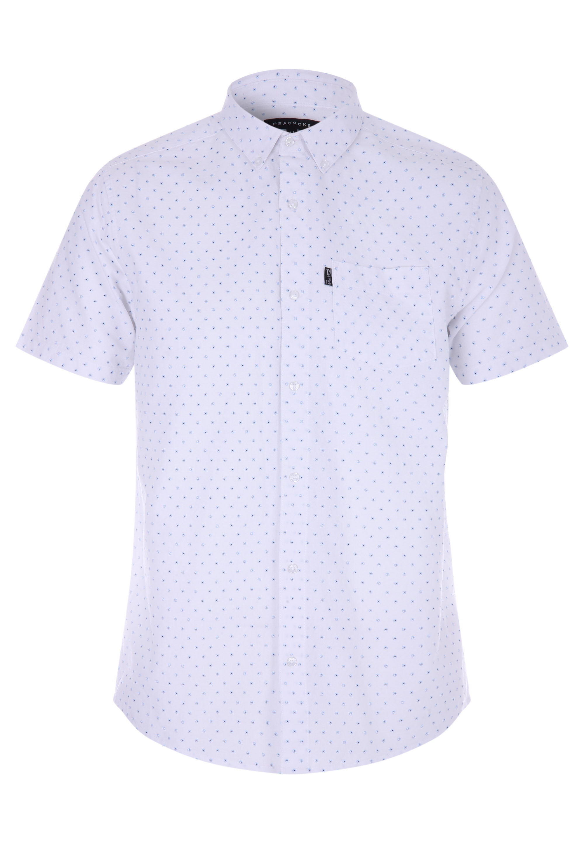 Mens White Oxford Print Shirt