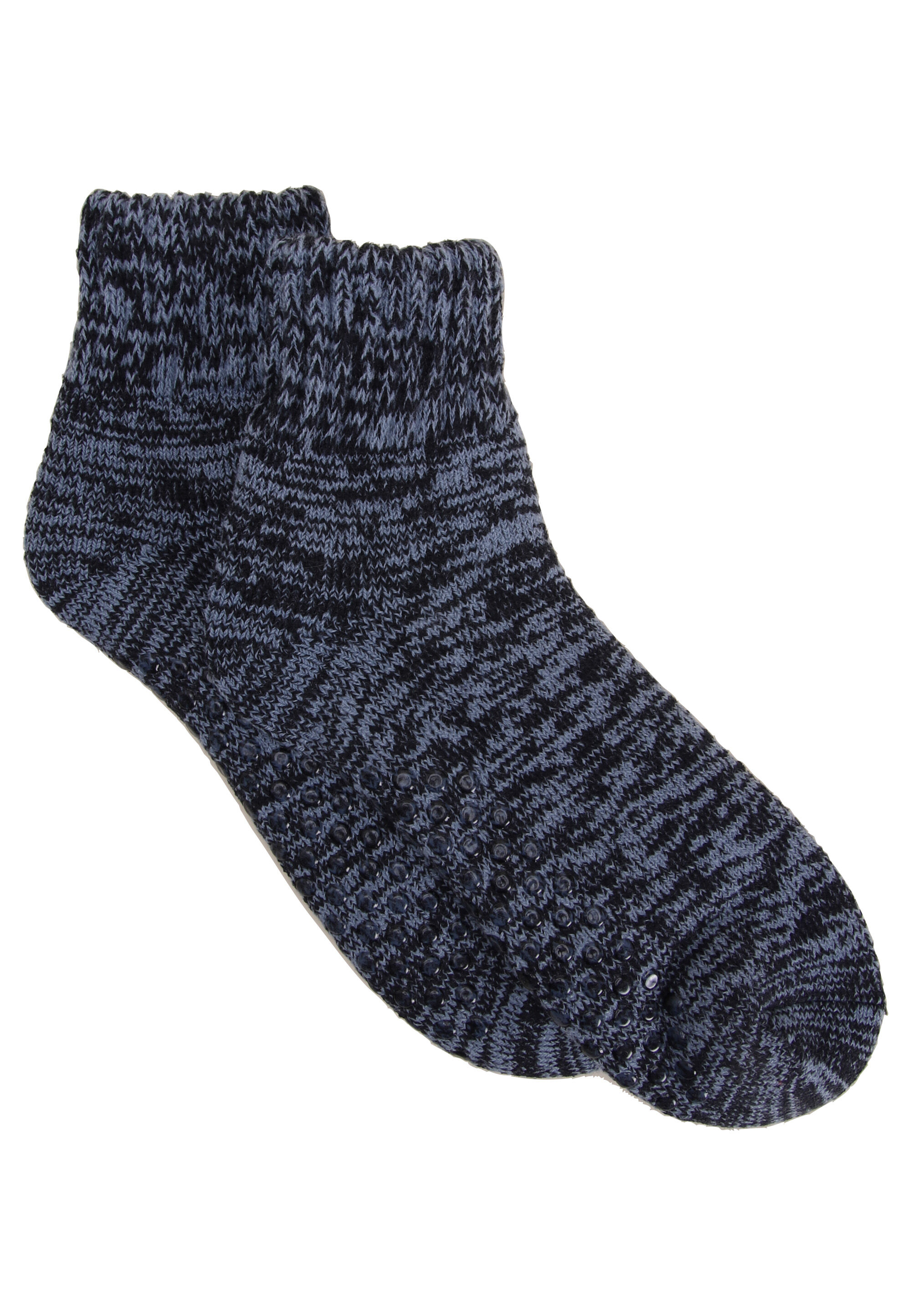 Mens 1pk Blue Knitted Quarter Slipper Socks