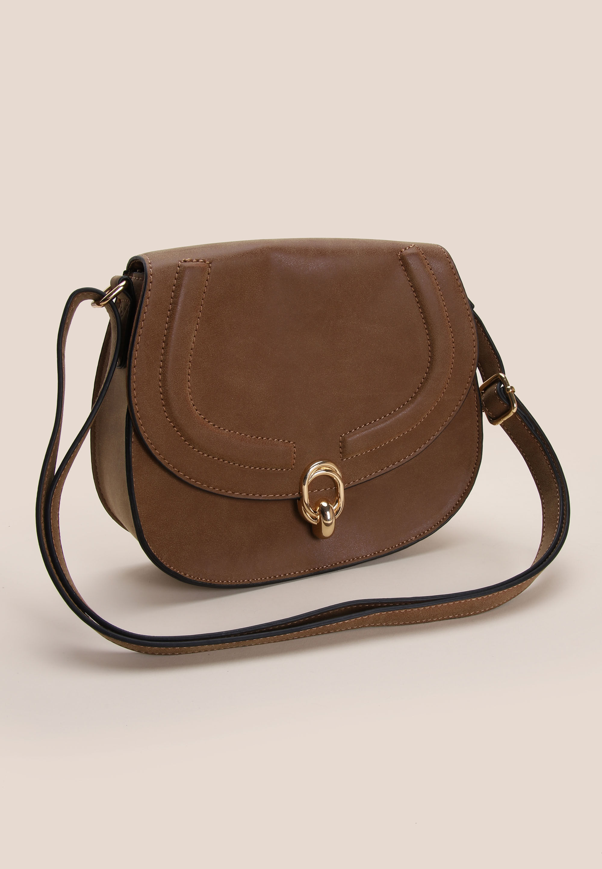 Womens Brown Saddle Shoulder Bag