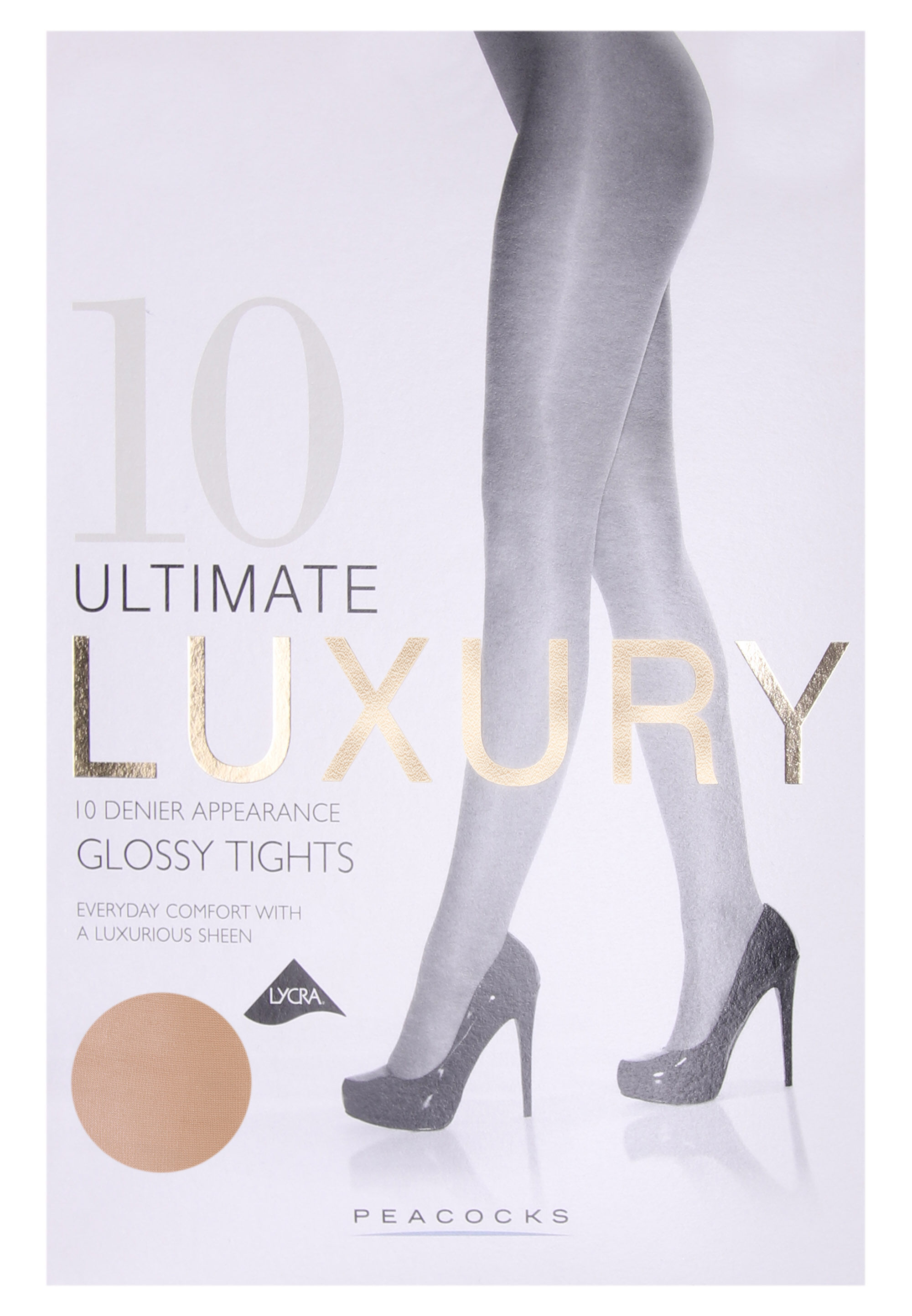 Womens 1pk Plain Natural 10 Denier Glossy Tights