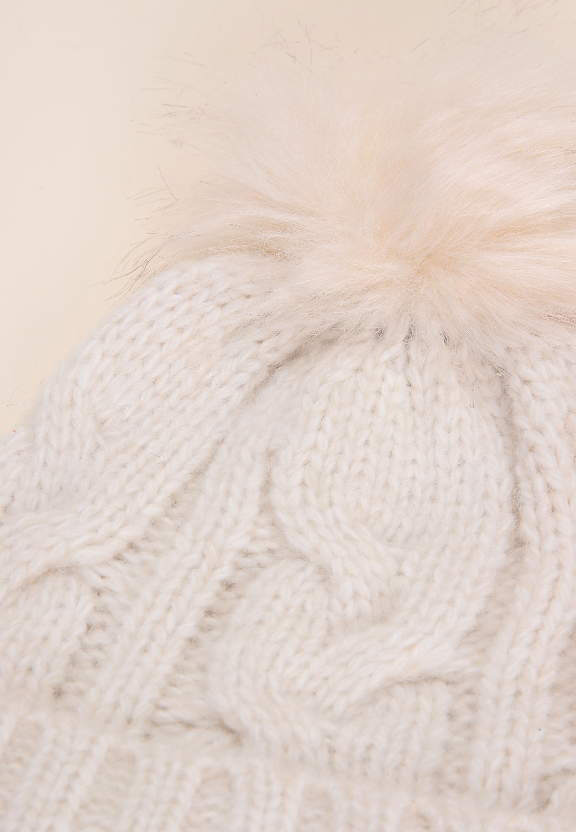 Older Girls Cream Cable Knit Bobble Hat