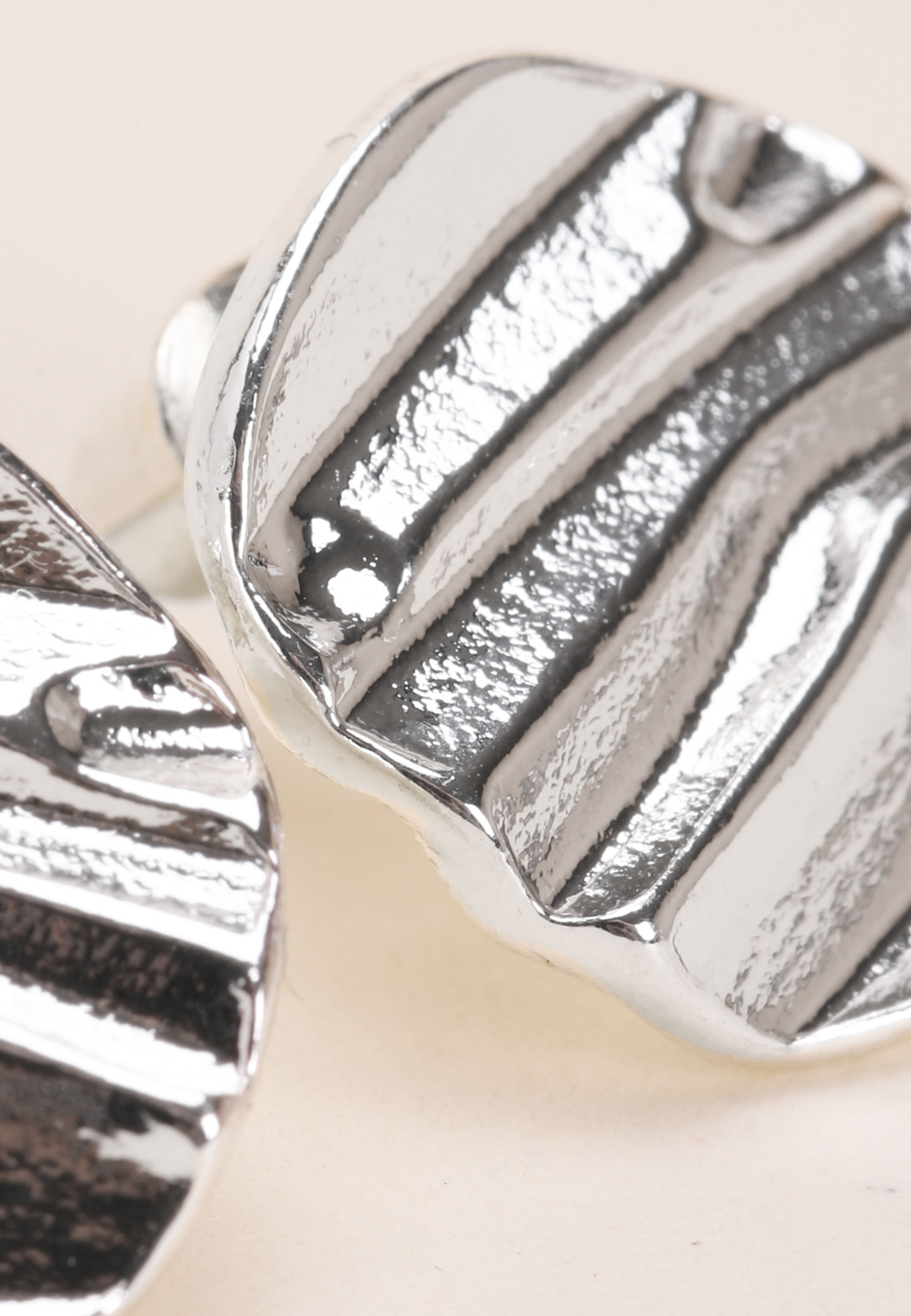 Womens Silver Oversized Stud Earrings
