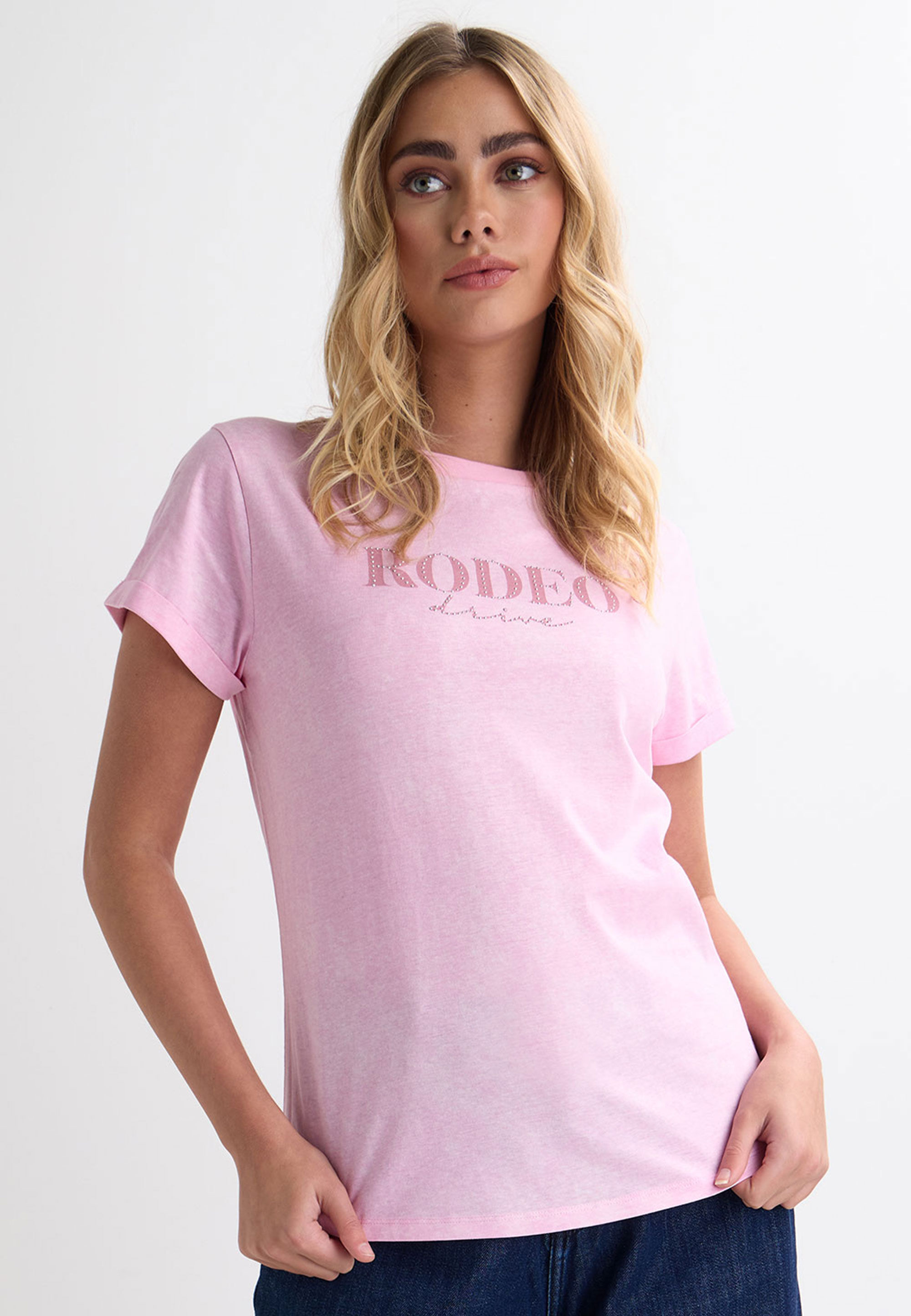 Womens Pink Rodeo Drive Slogan T-shirt