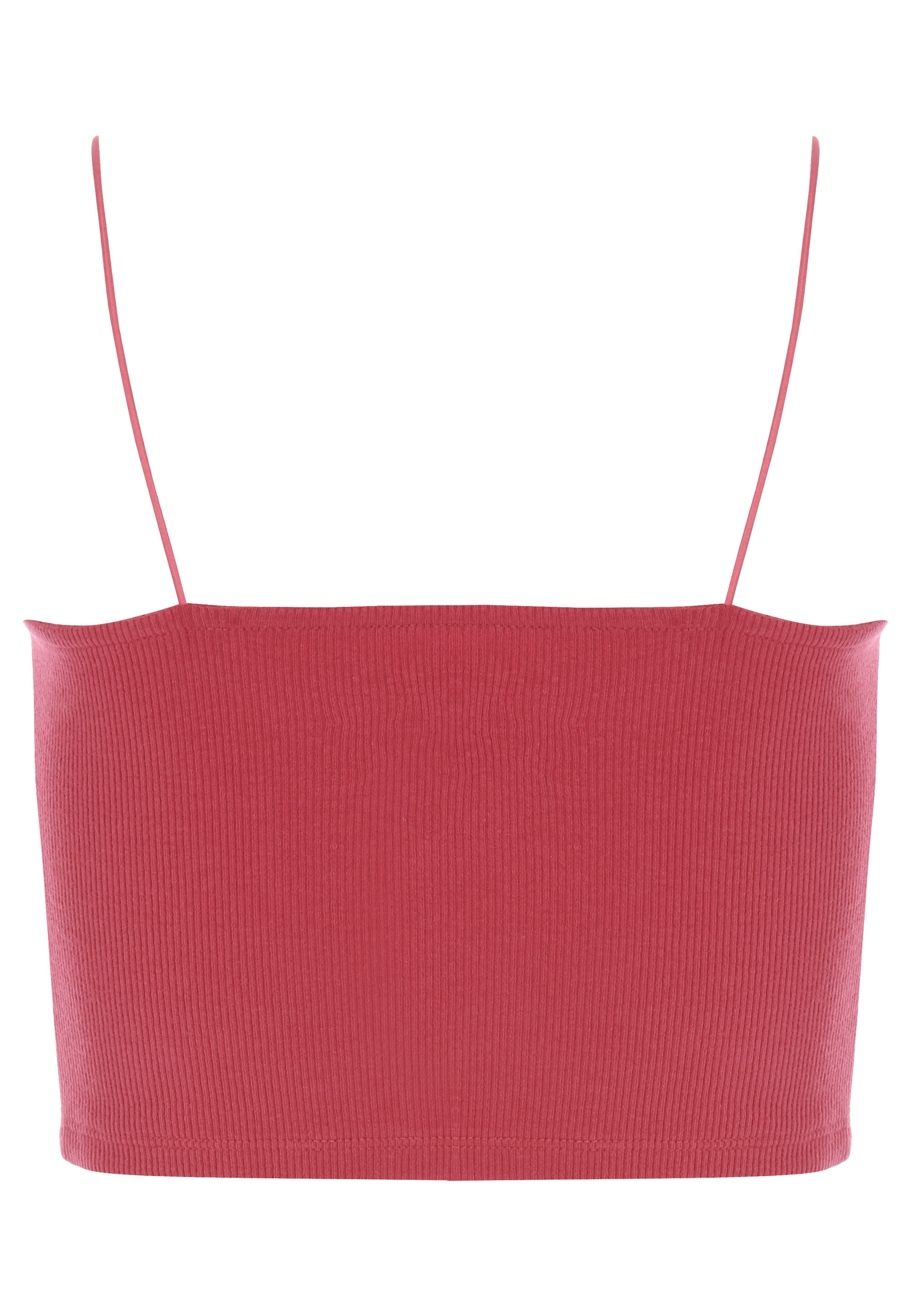 Older Girls Red Plain Ribbed Cami Top