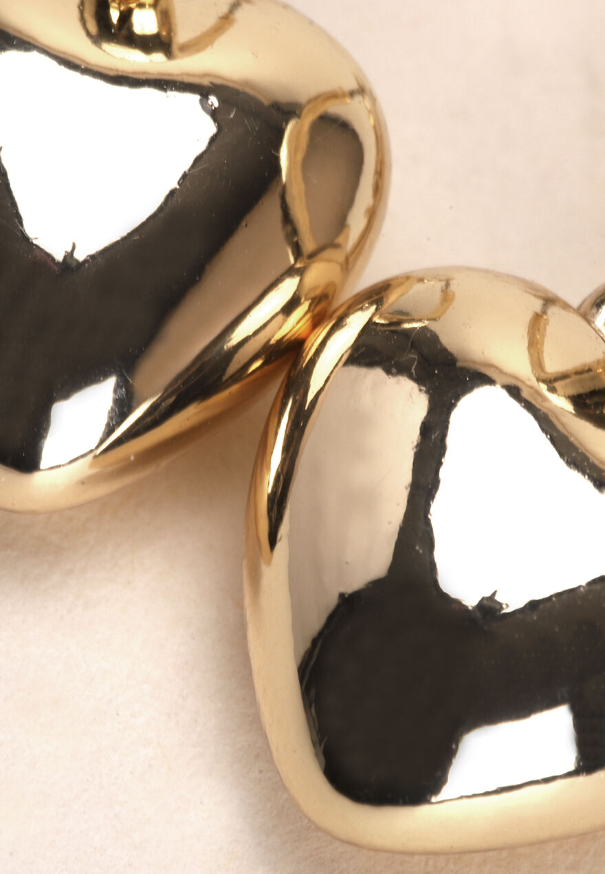 Womens Gold Huggy Heart Earrings