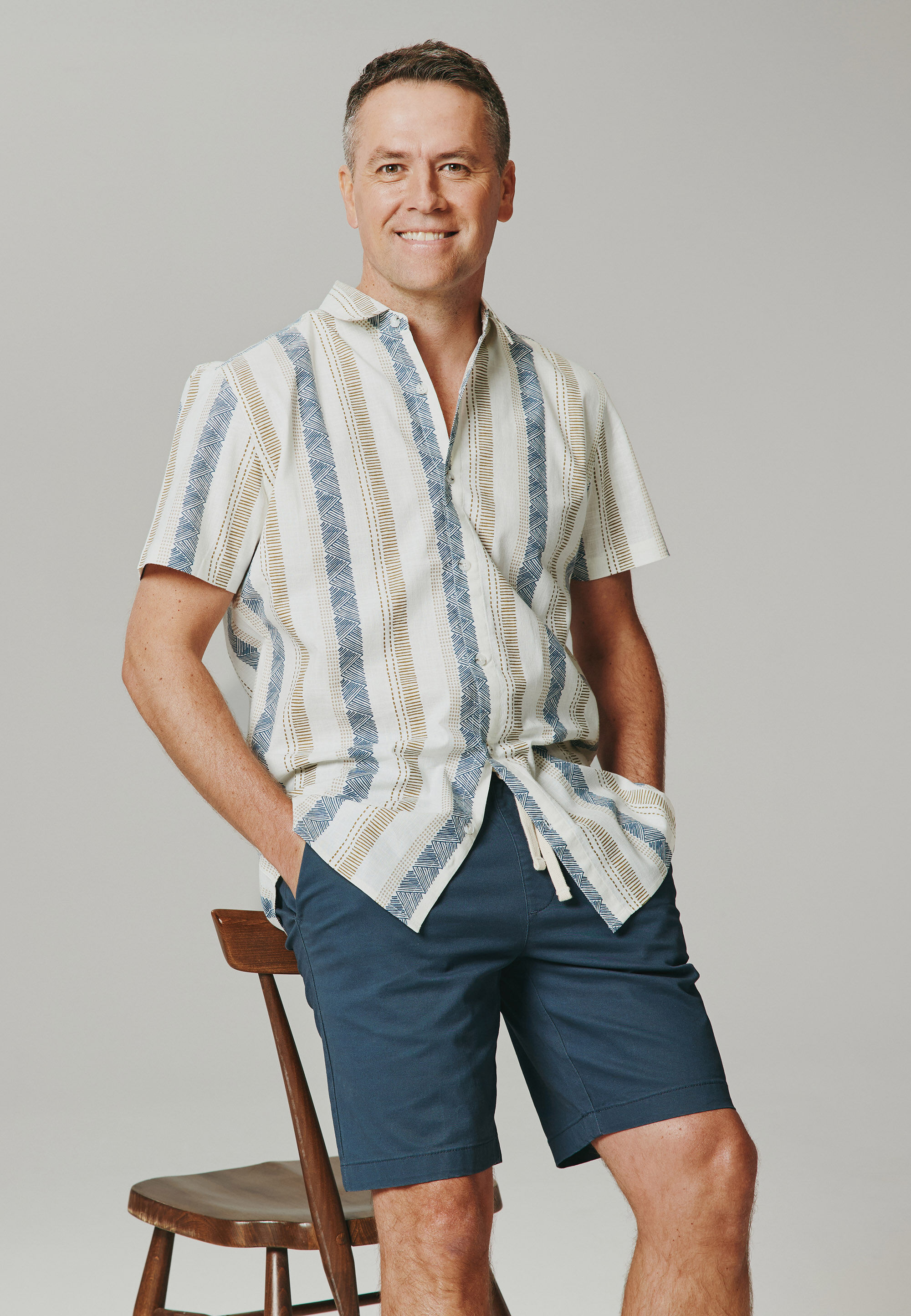 Mens Blue Plain Draw-Cord Shorts