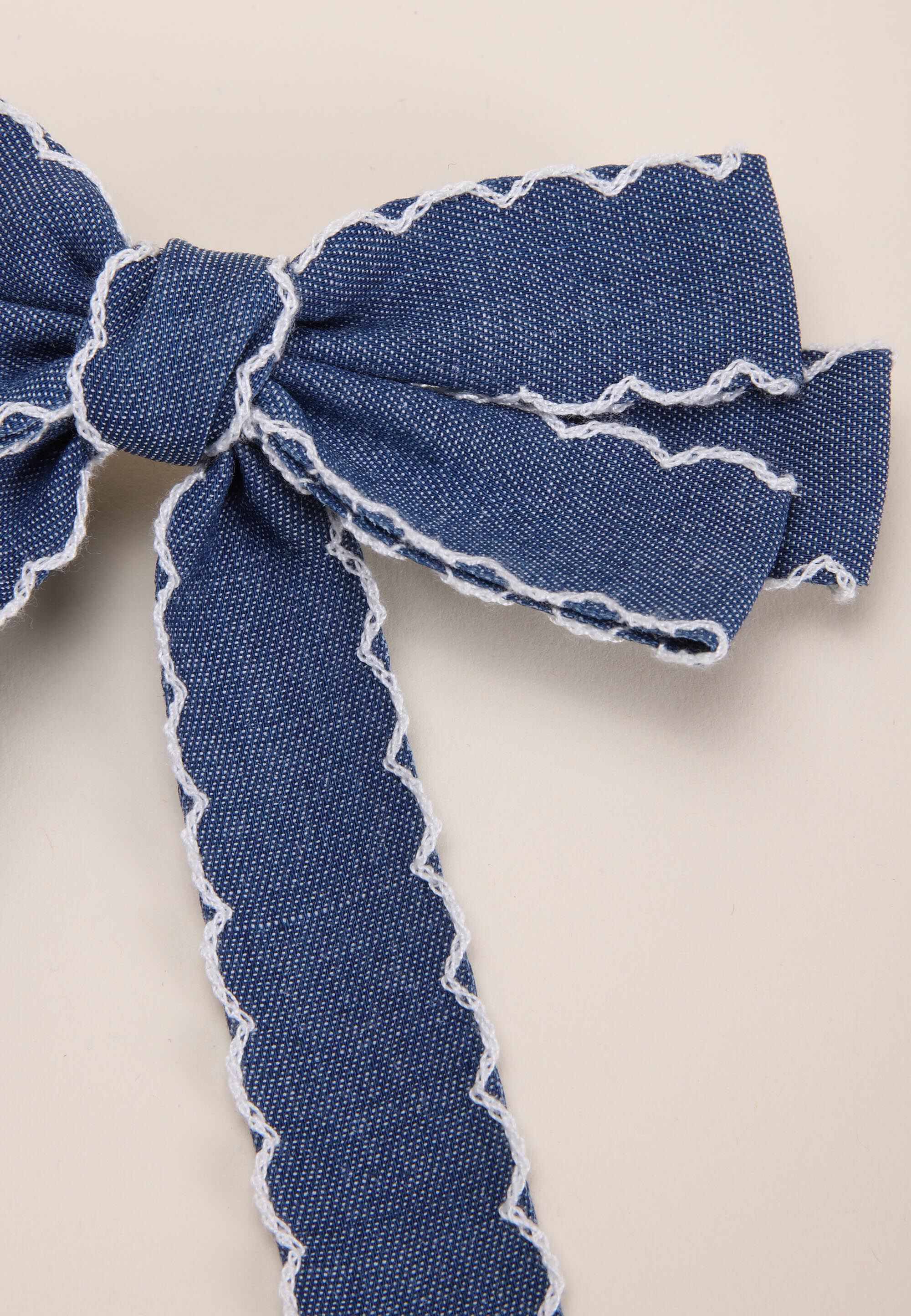 Womens Blue Denim Bow Hair Slide