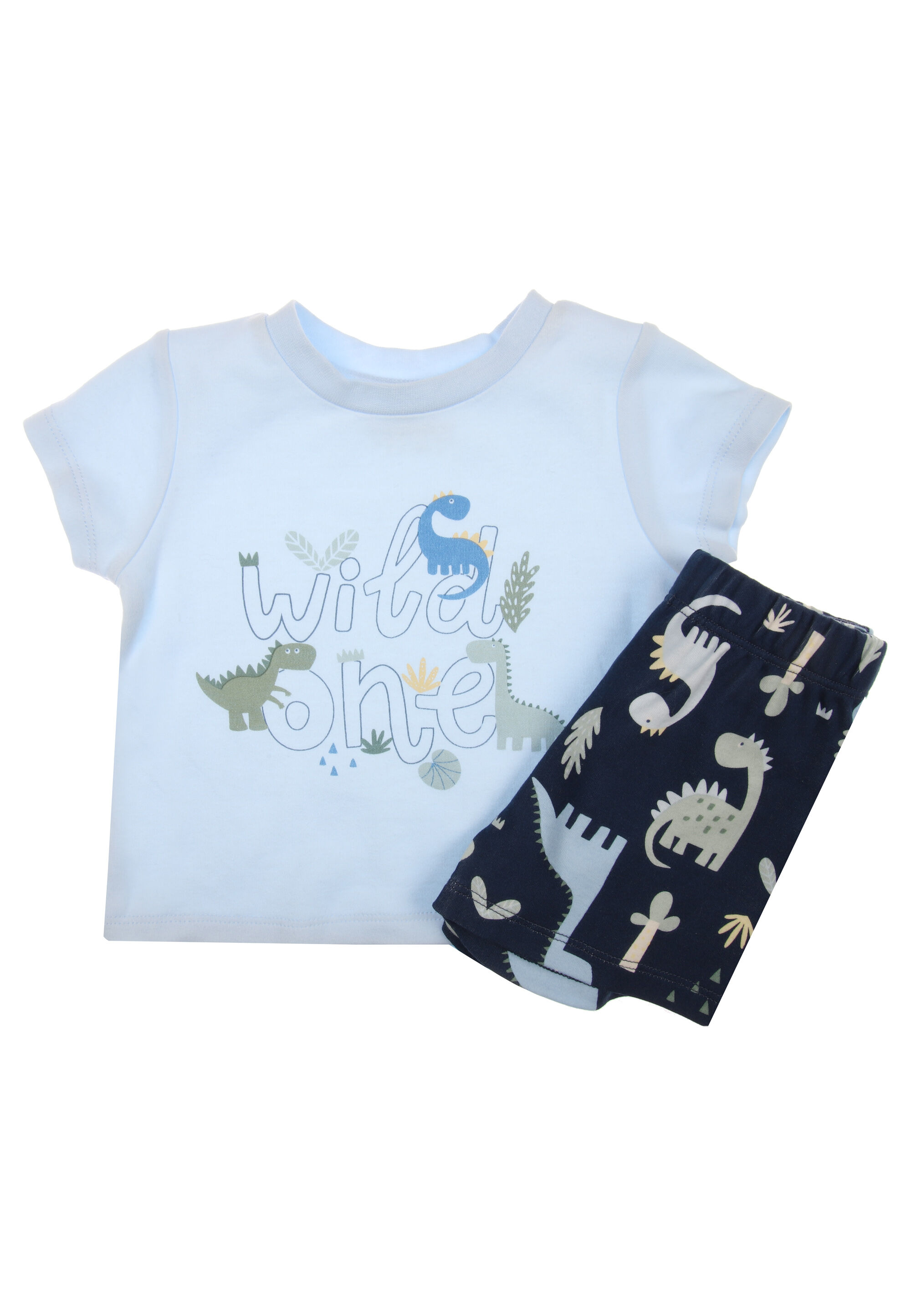 Baby Boys Blue Dino Shortie Pyjama Set
