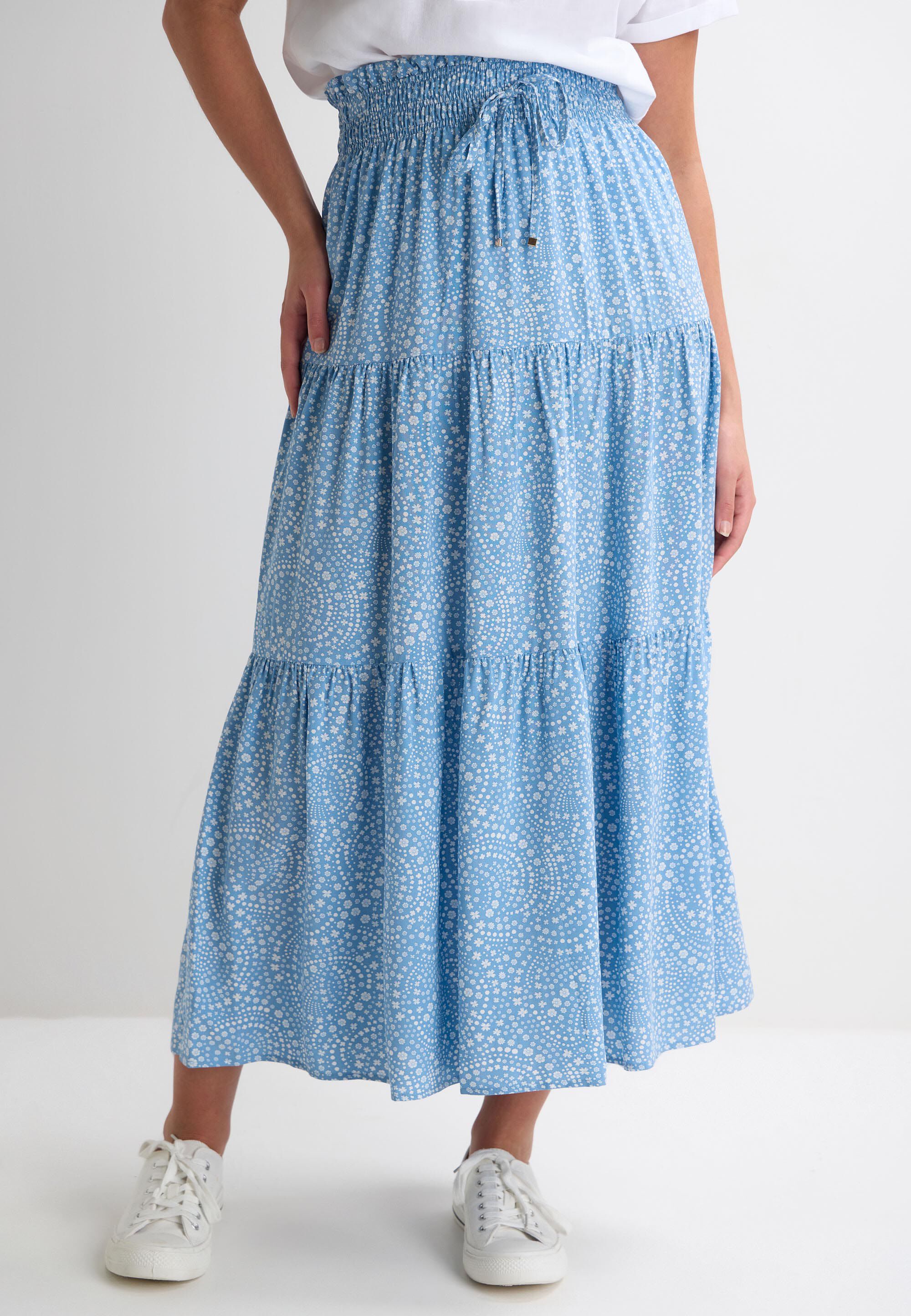 Womens Blue Ditsy Print Maxi Skirt