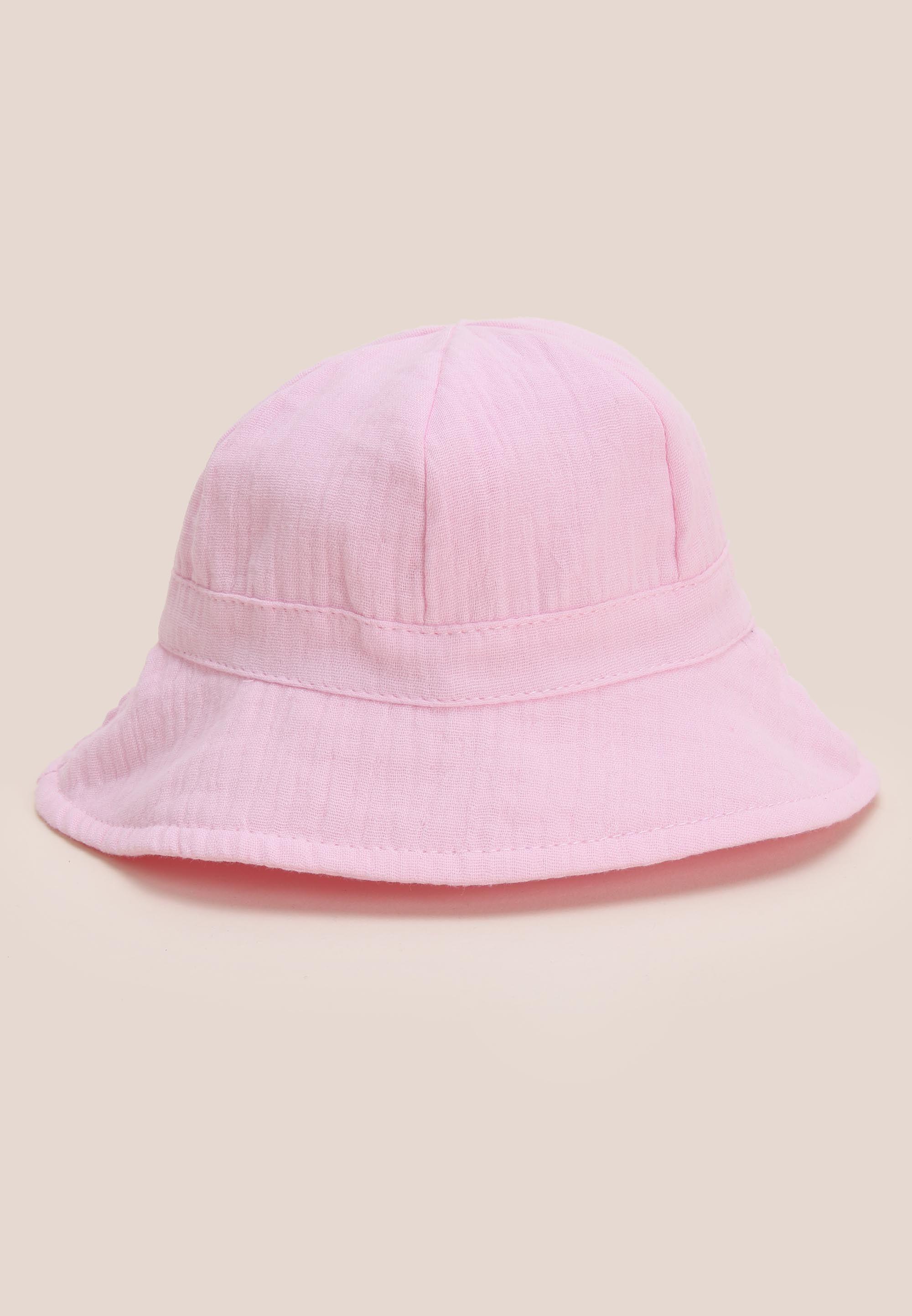 Baby Girls Pink Cotton Cheesecloth Floppy Hat