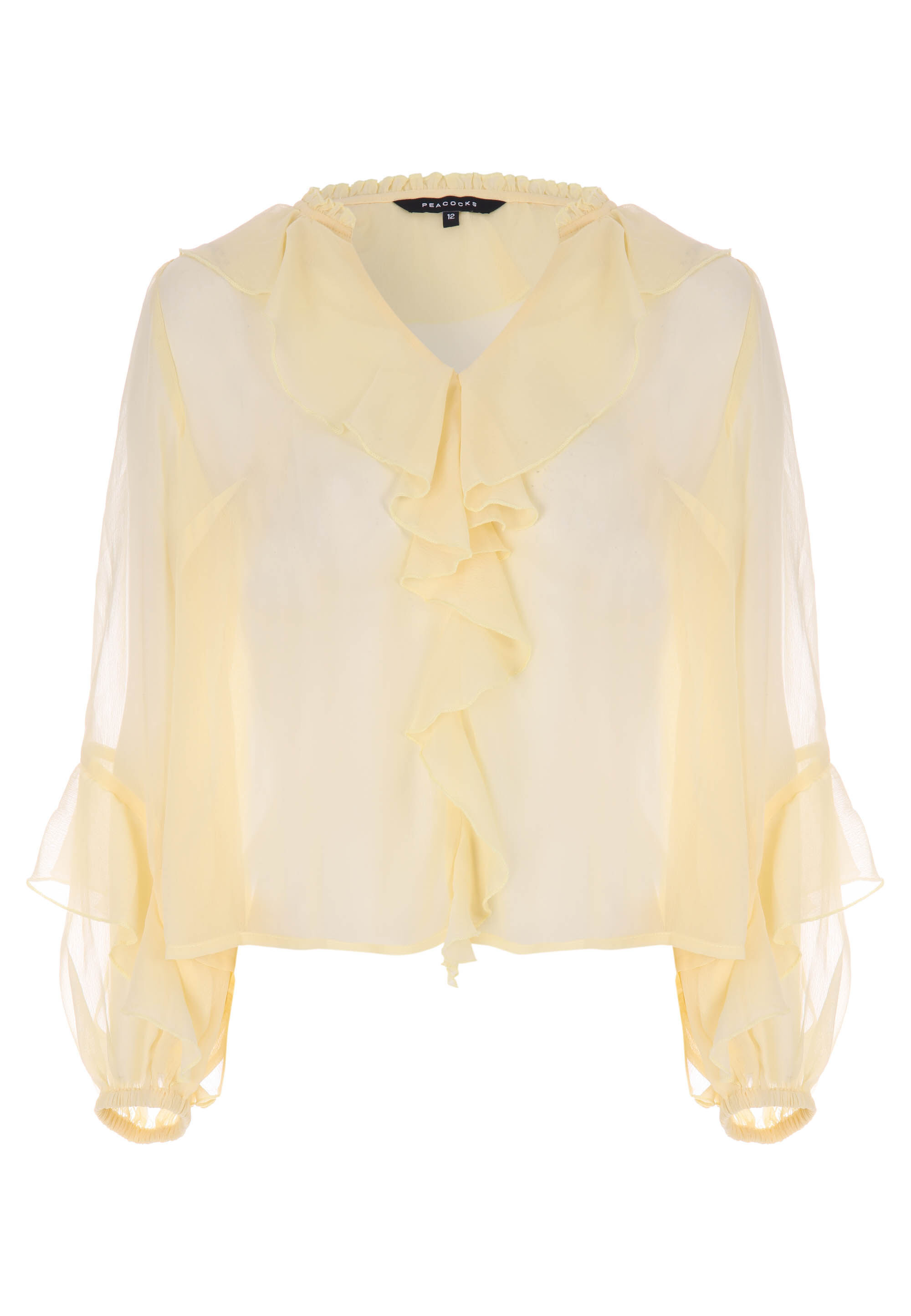 Womens Lemon V-Neck Ruffle Detail Blouse