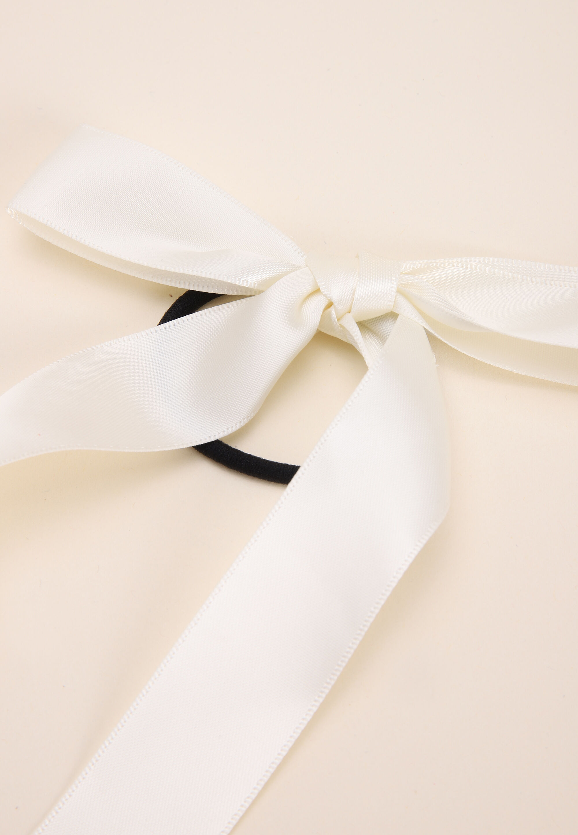 Womens Cream Bow Satin Elastic