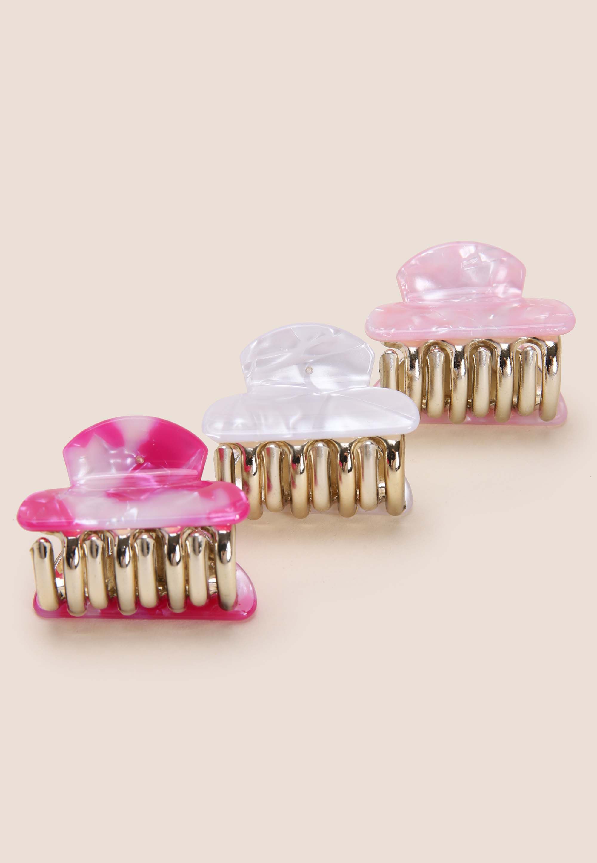 Womens Hot Pink 3pk Mini Bulldog Clips