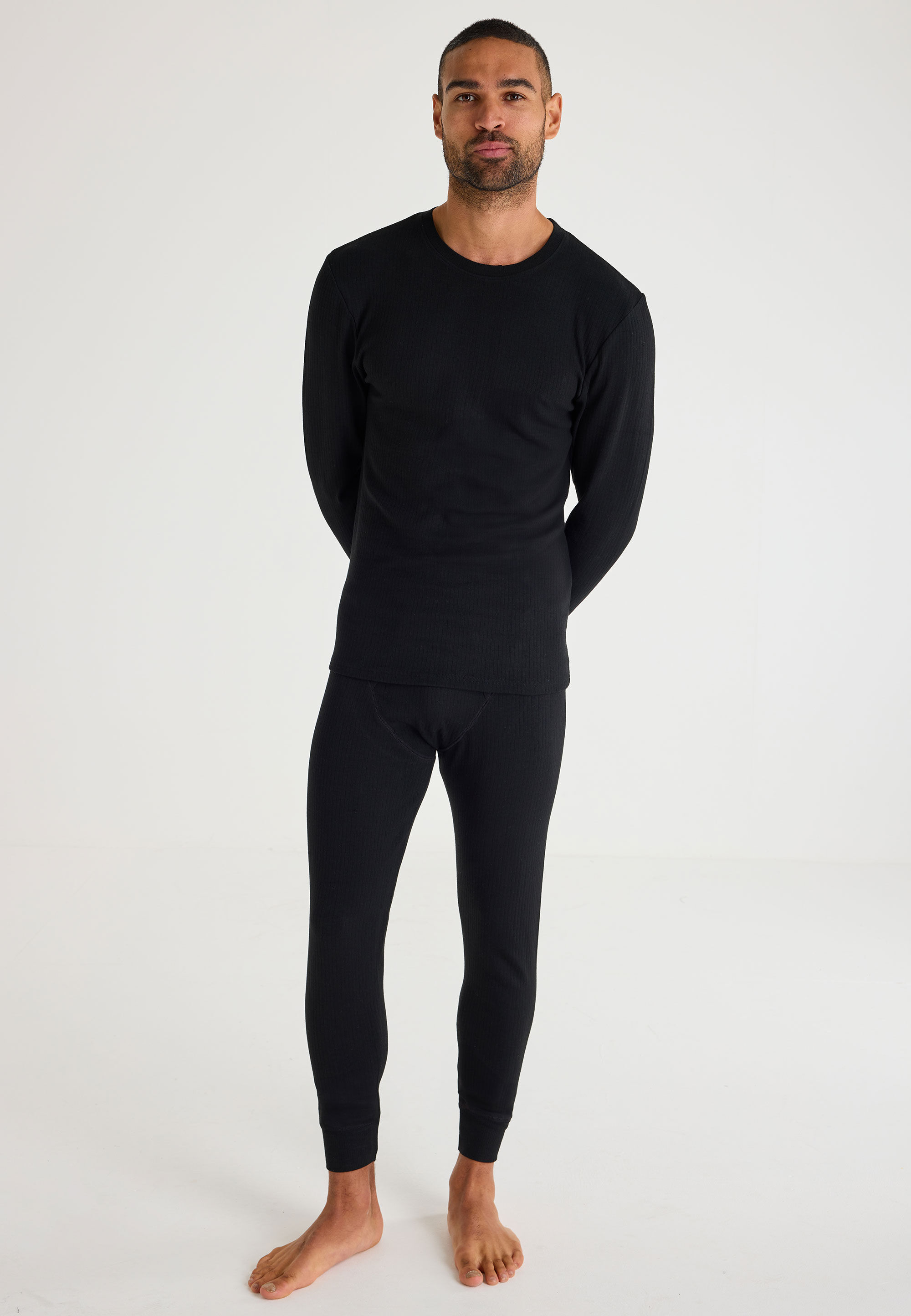 Mens Black Plain Thermal Heavy Weight Long John Bottoms