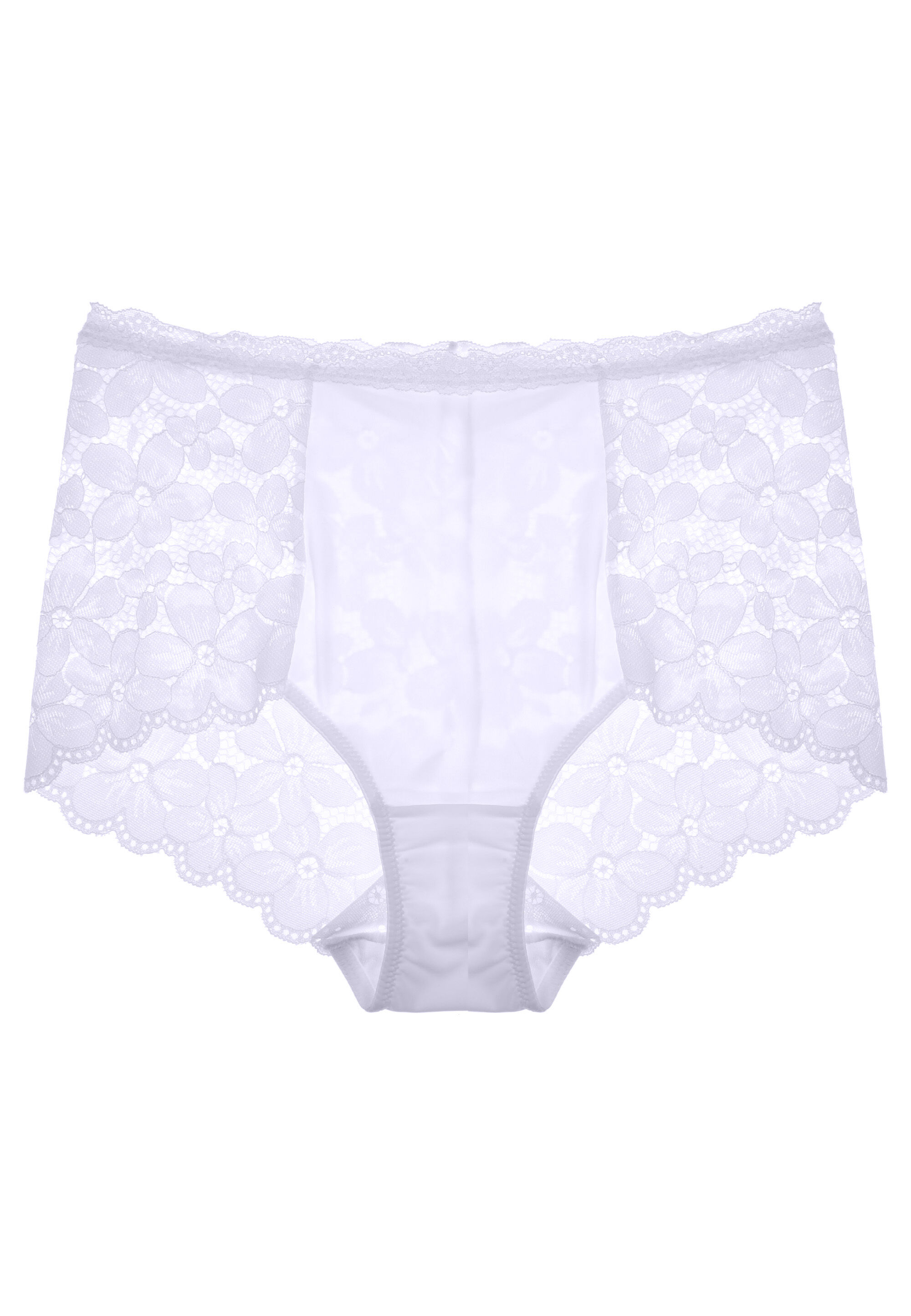 Womens Plain White High Waisted Lace Briefs