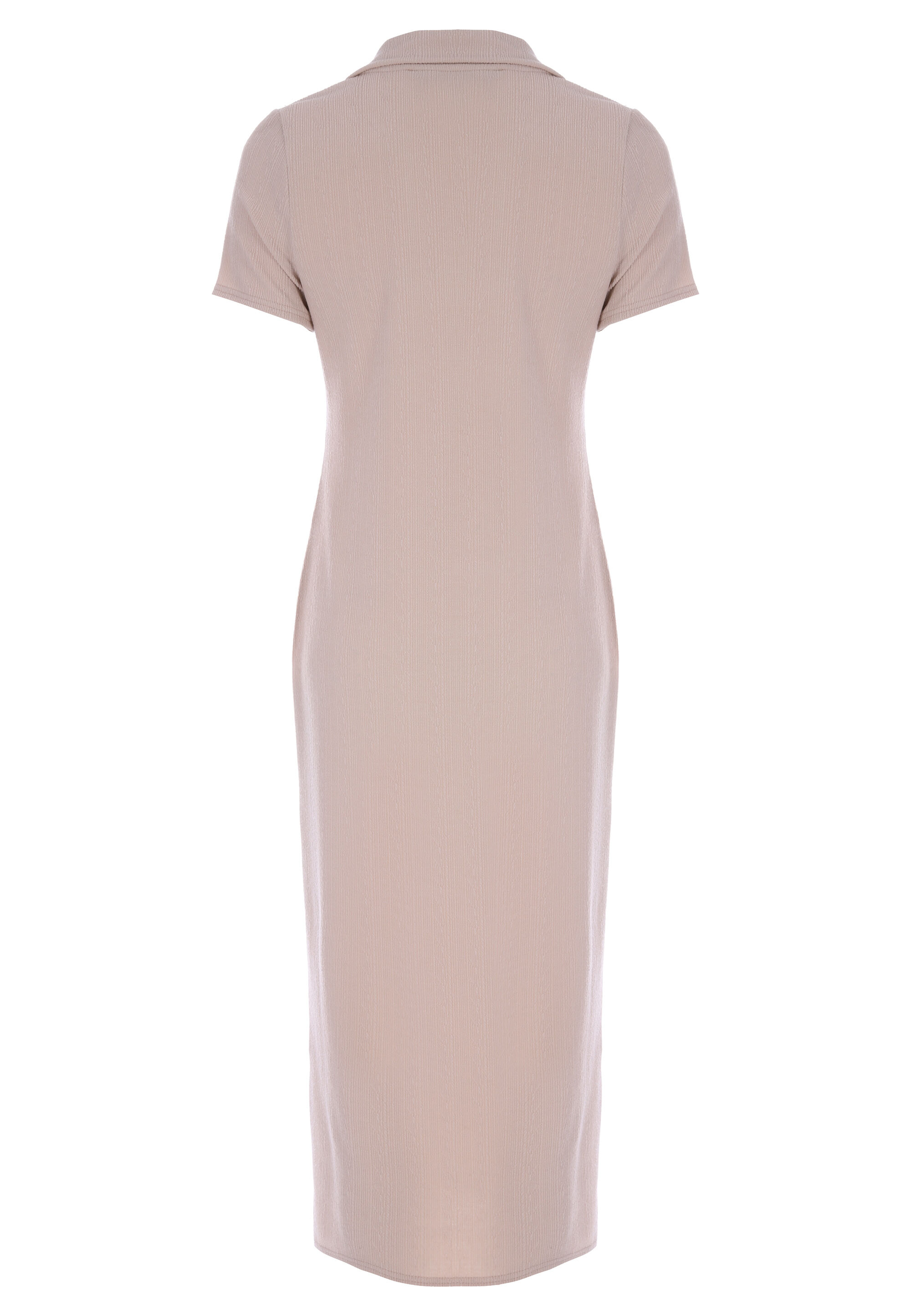 Womens Cream Textured Collar Midi Dress