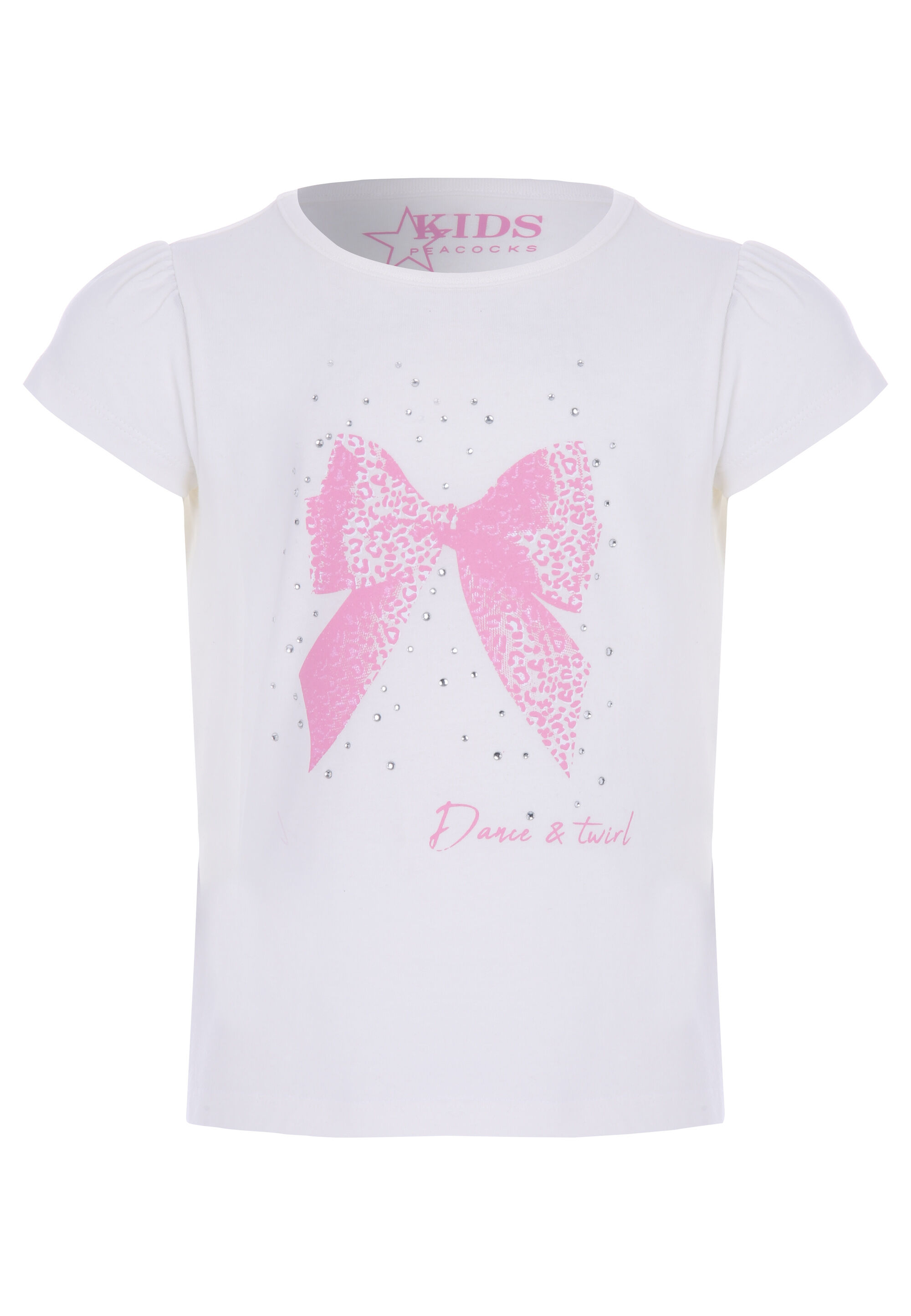 Younger Girls Cream & Pink Bow Print T-Shirt
