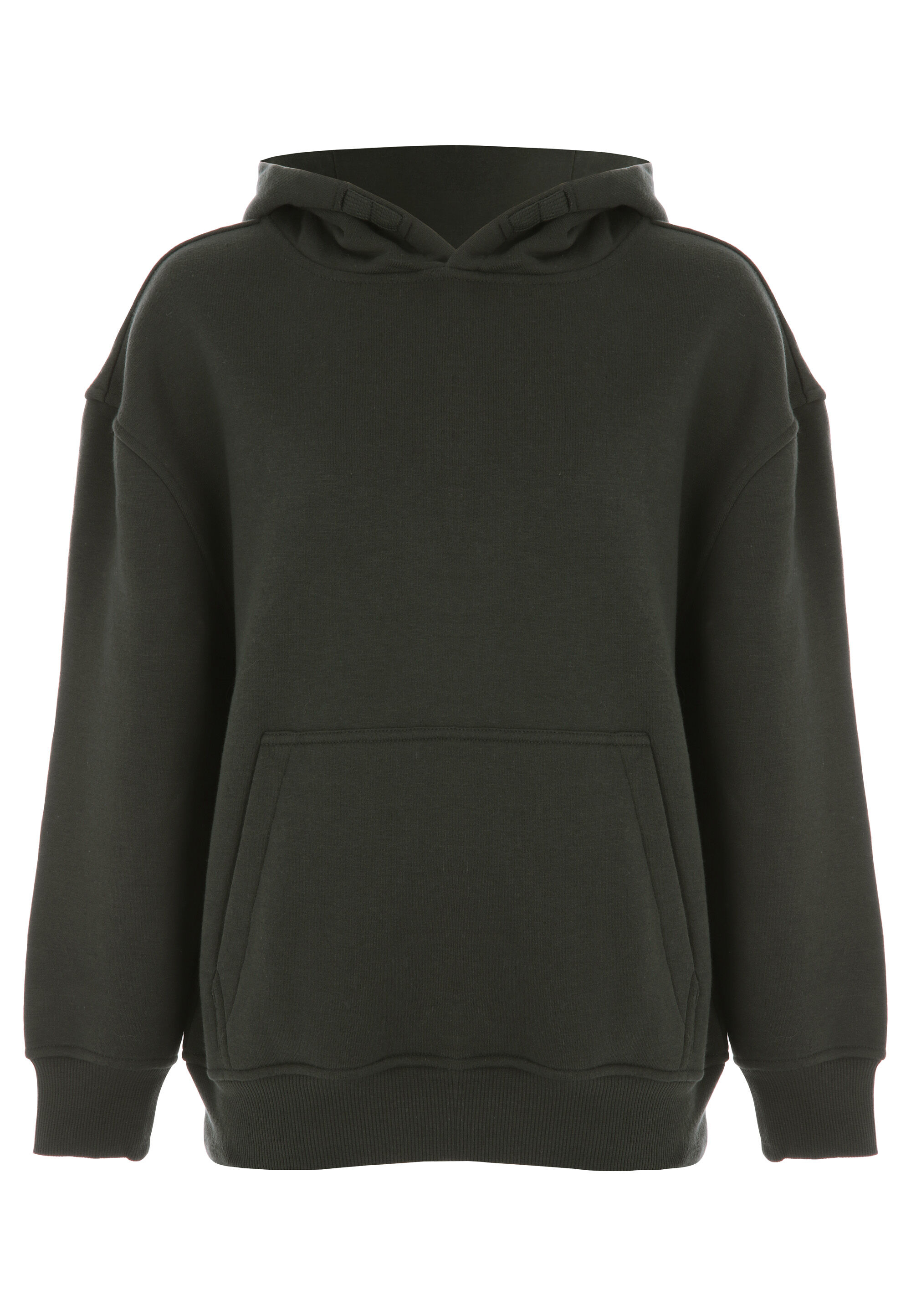 Older Boys Green Plain Casual Hoody