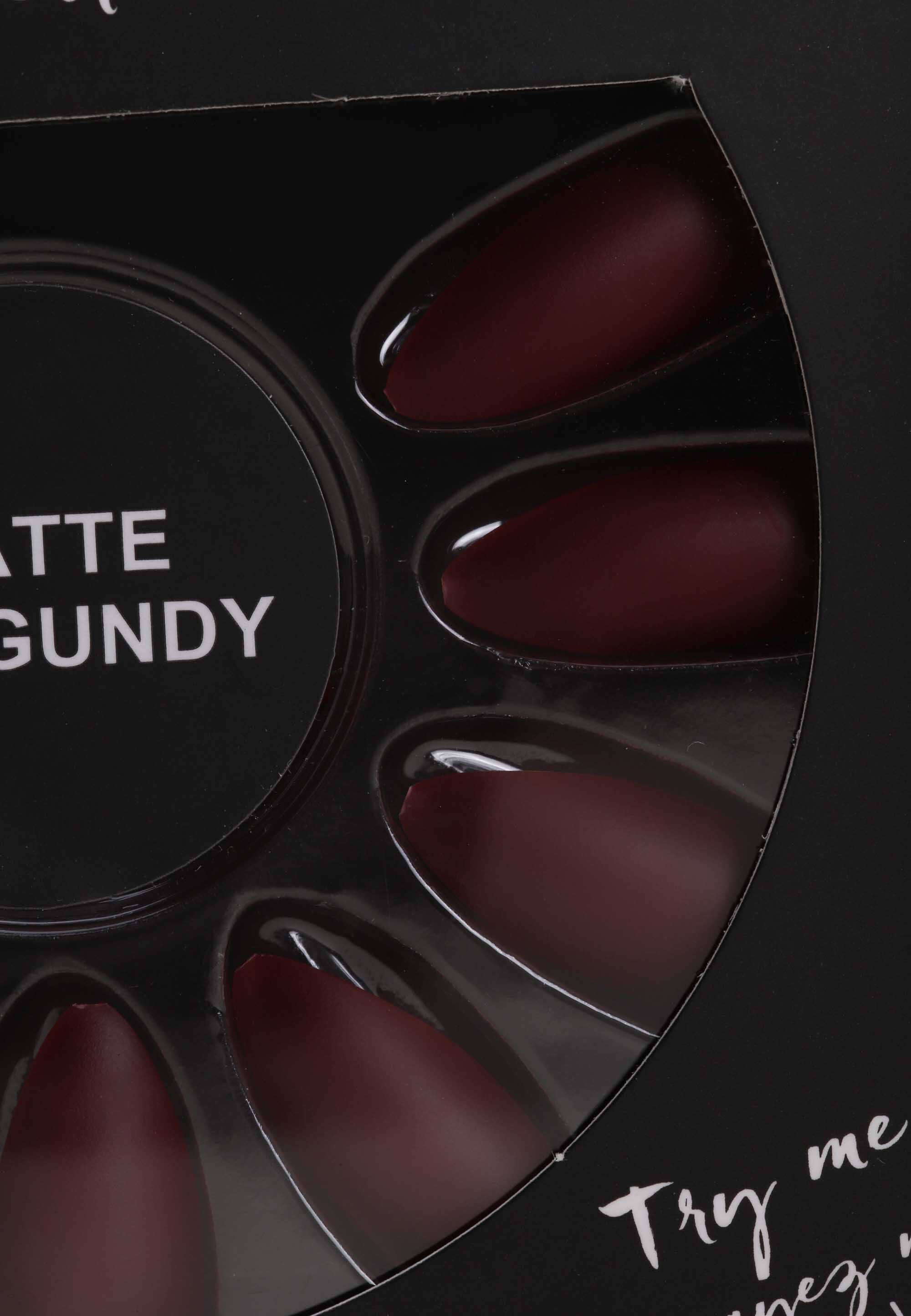 Womens Technic Burgundy Stiletto Matte False Nails