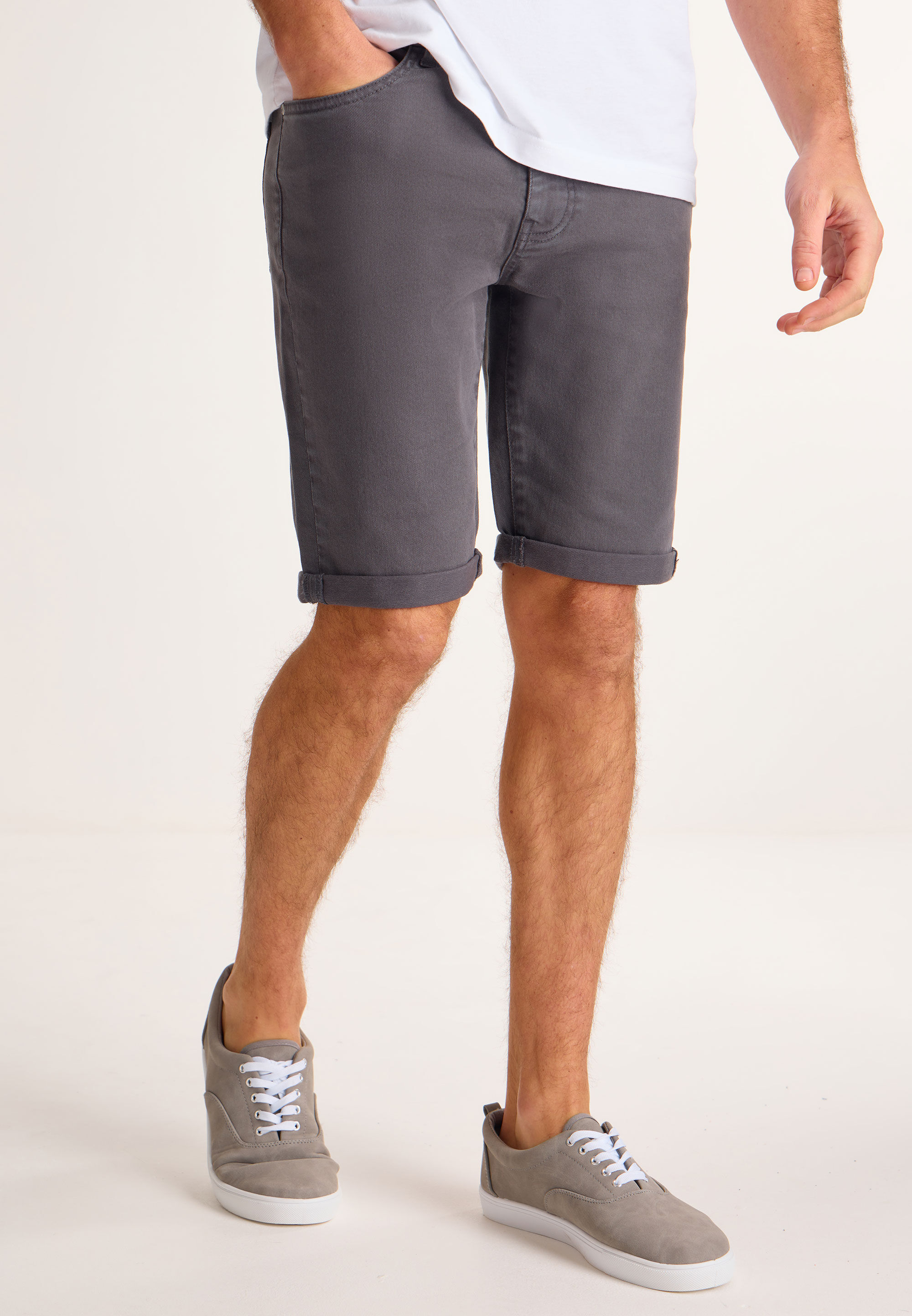 Mens Plain Charcoal Mid Length Shorts