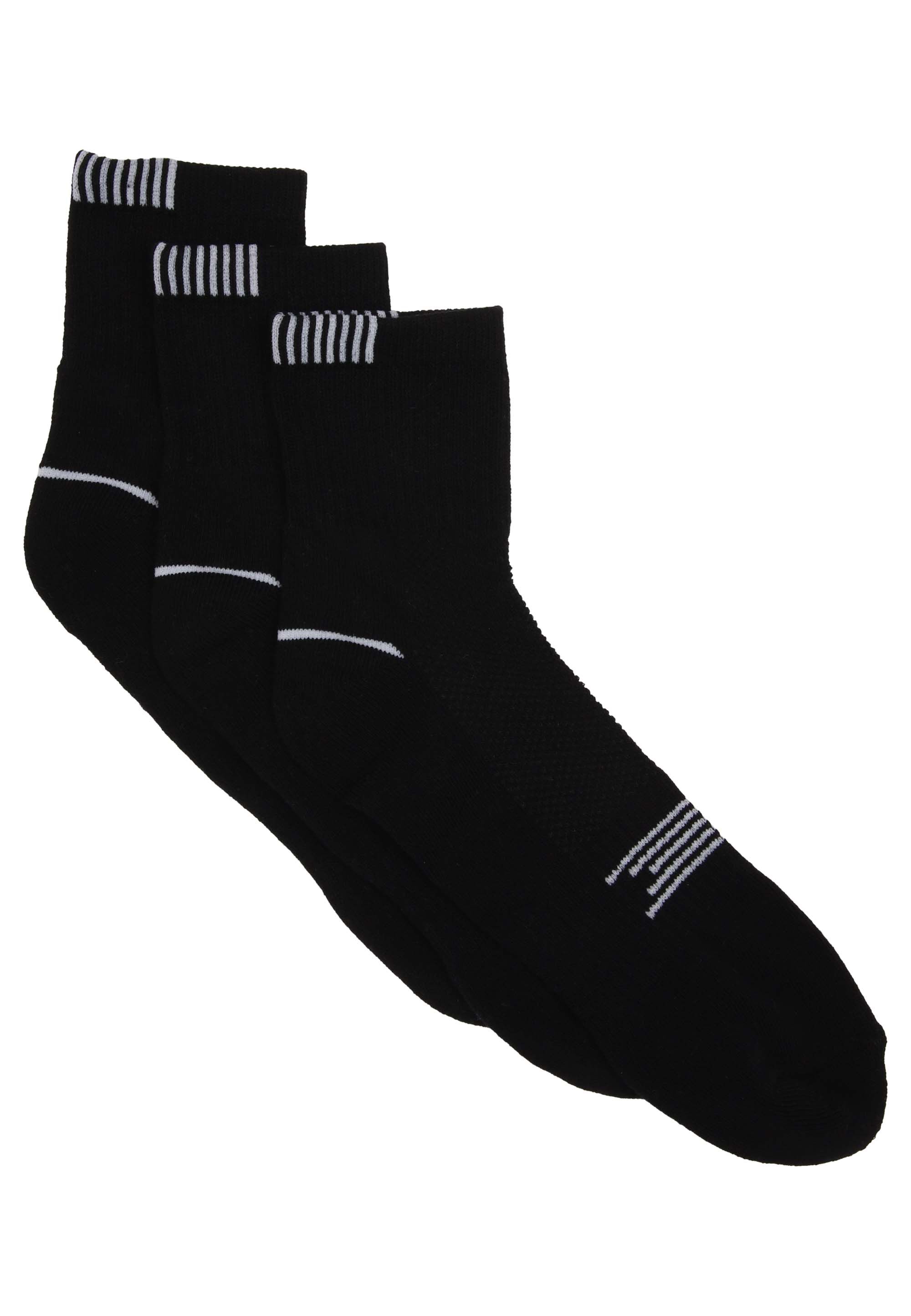 Mens 3pk Black Arch Support Quarter Socks