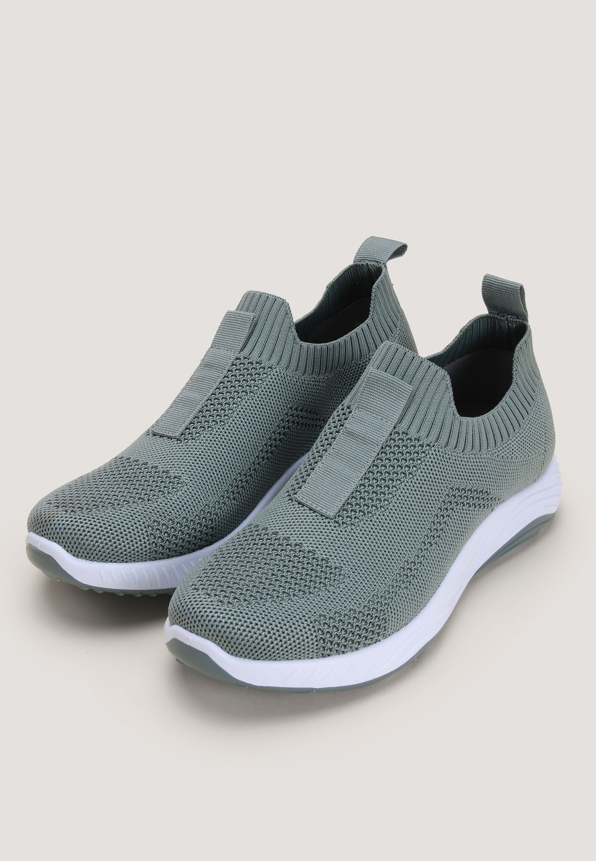 Womens Green Woven Slip On Trainers