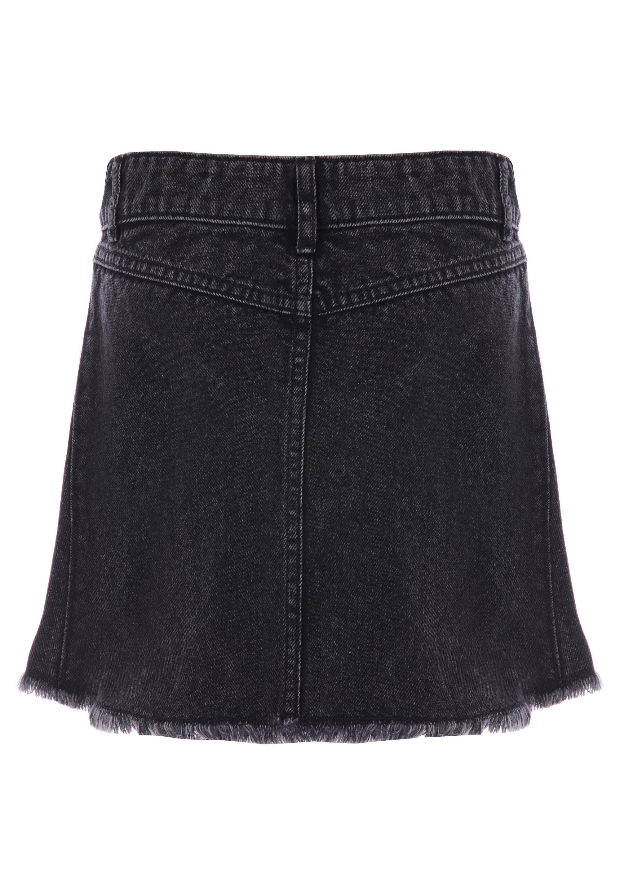 Older Girls Black Pleated Denim Skirt