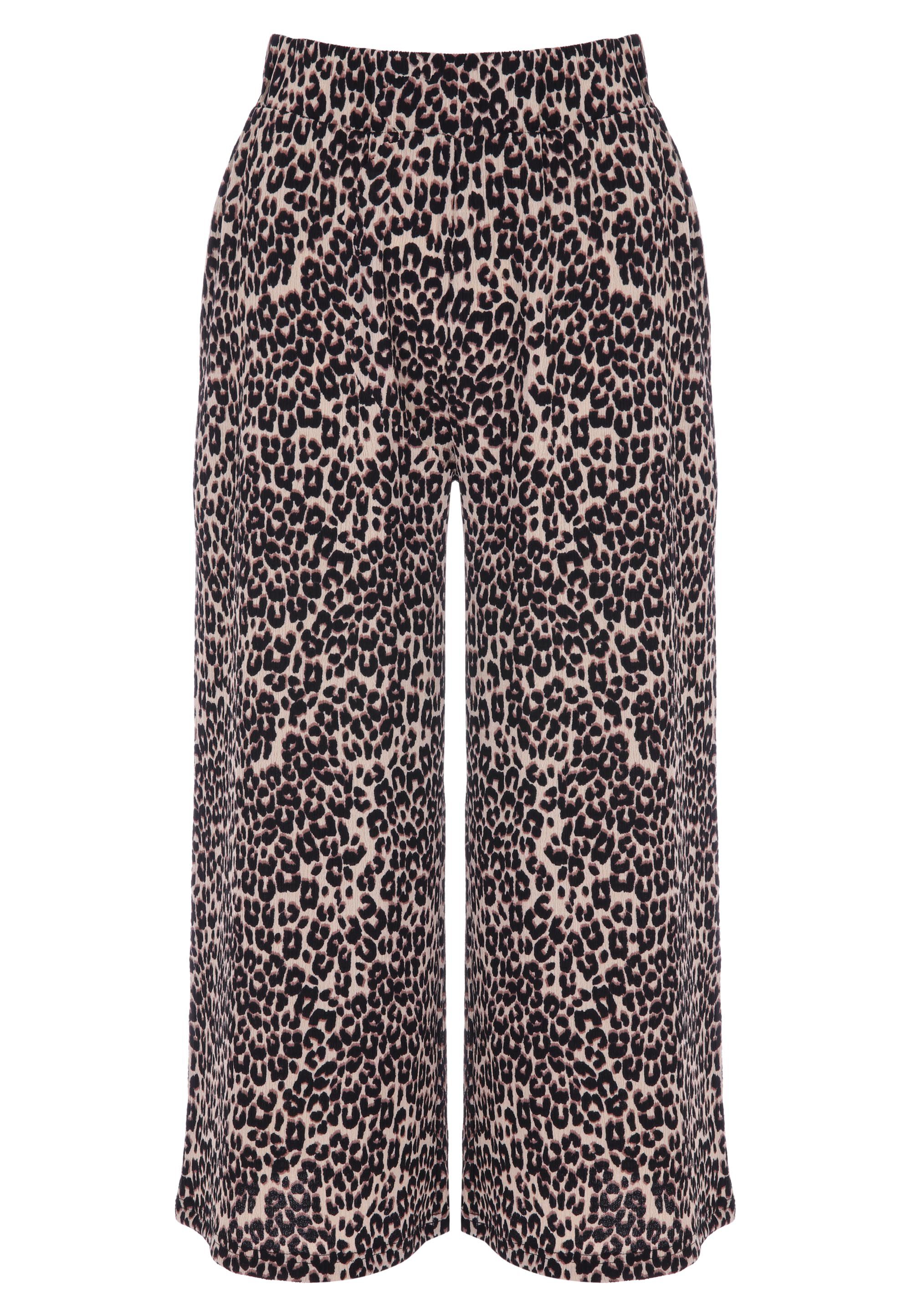 Womens Brown Leopard Print Culotte Trousers