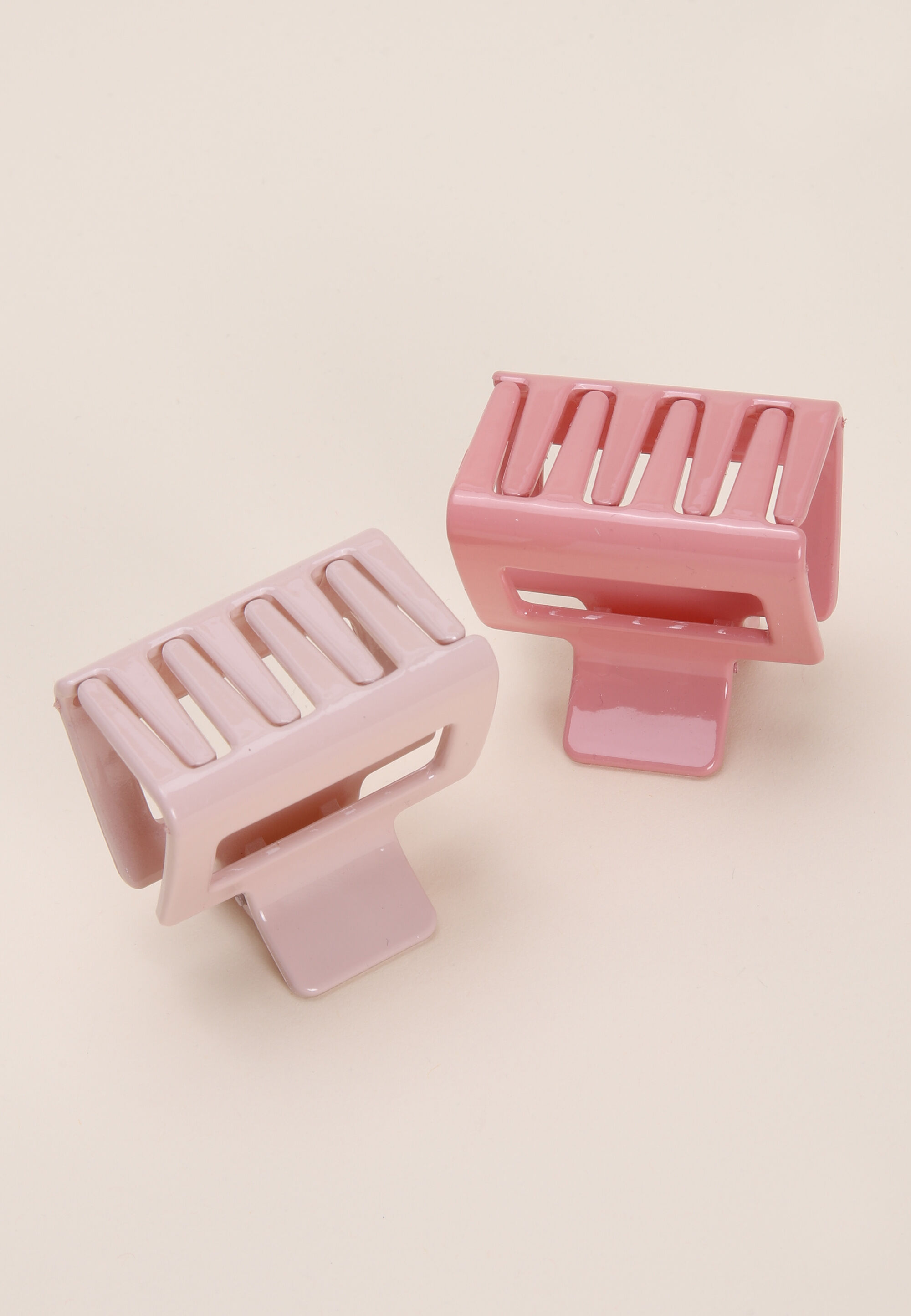Womens 2pk Pink Plain Claw Hair Clips