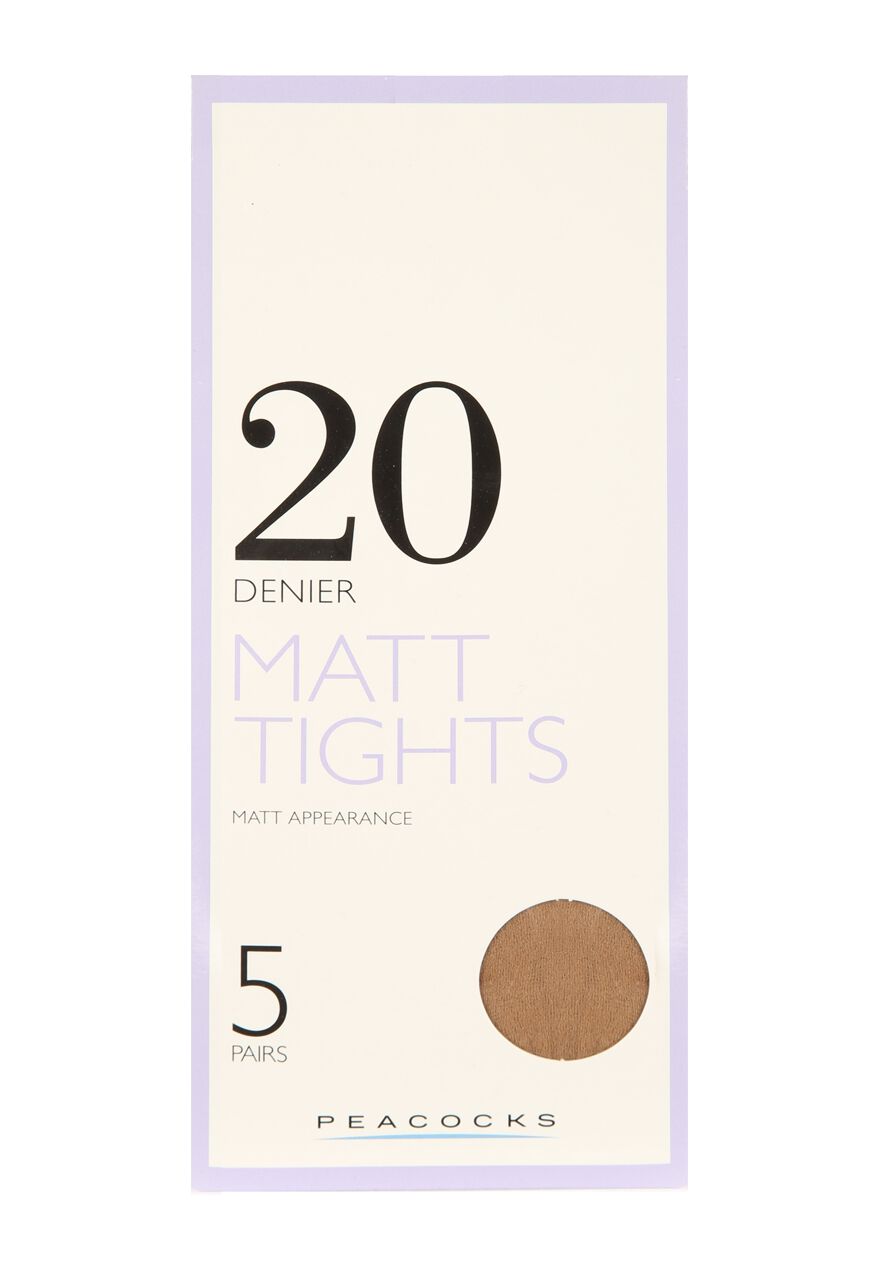 Womens Tan 20 Denier 5pk Tights Large