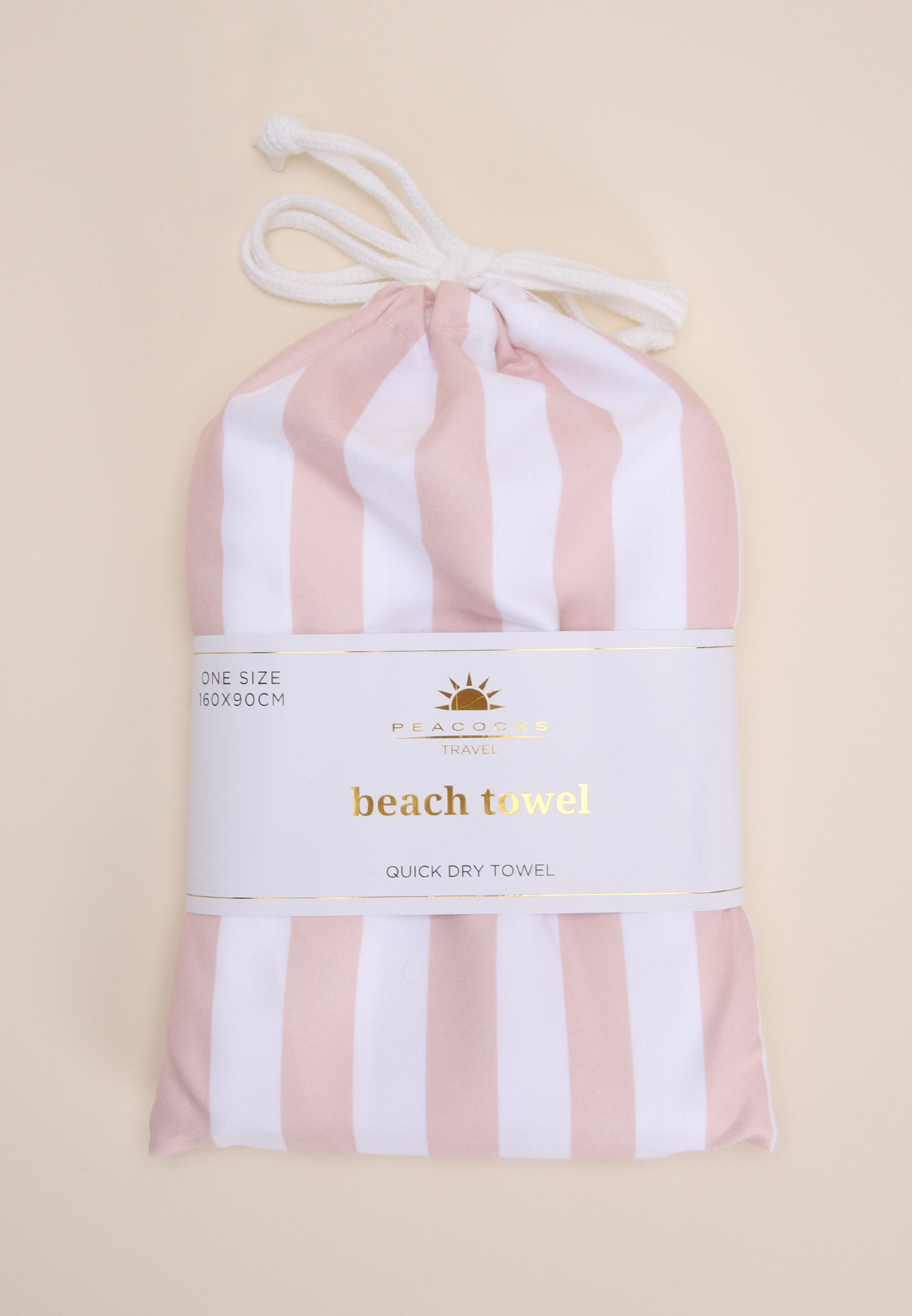 Womens Pink Stripe Packable Travel Towel