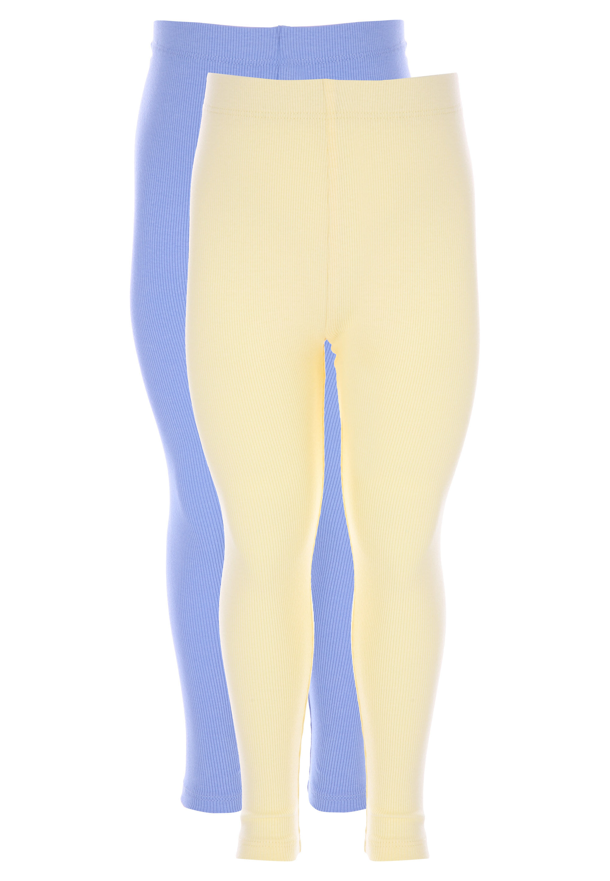 Younger Girls 2pk Yellow & Blue Ribbed Leggings